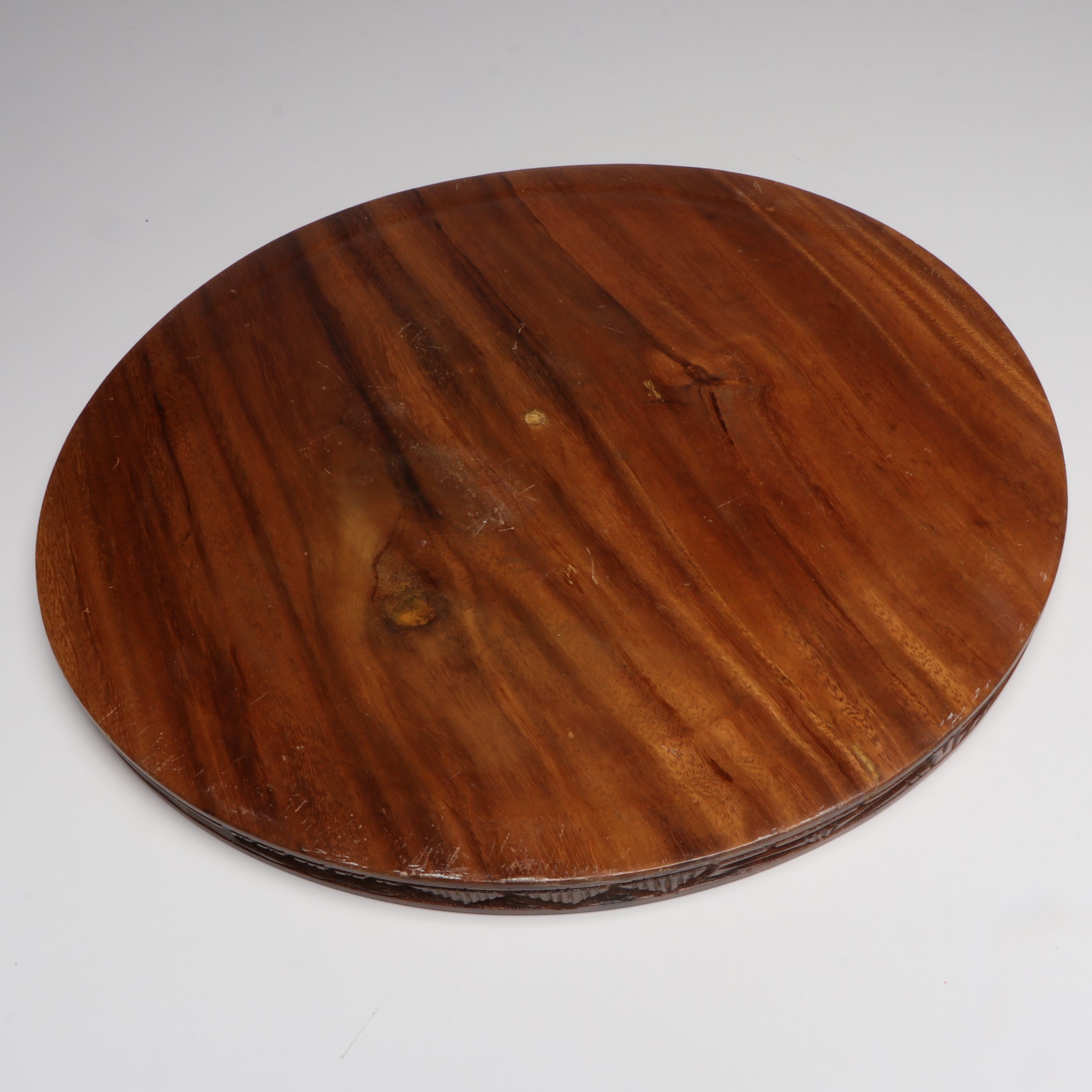 Hand-Carved Monkeypod Wood Punch Bowl with Tray and Goblets