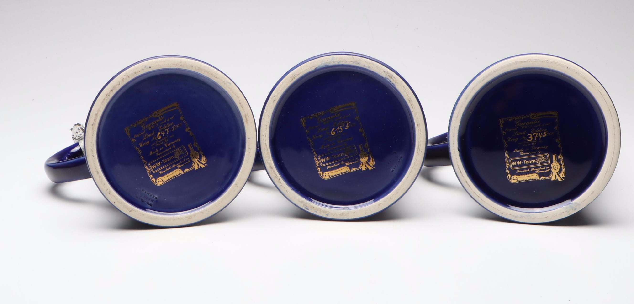 Patriotic American and World Trade Center Pewter Lid Ceramic Beer Steins