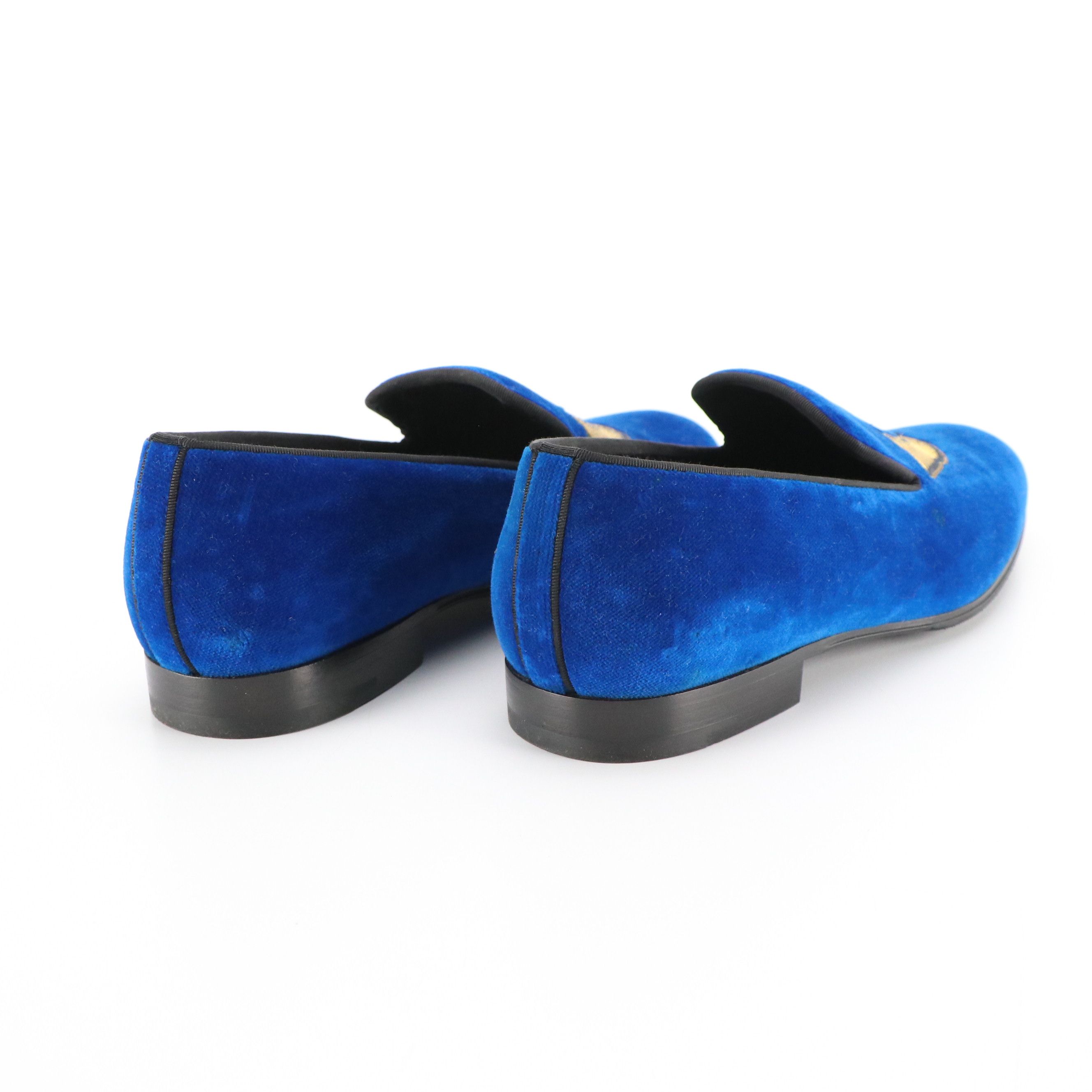 Men's Louis Vuitton Auteuil Embroidered Loafers in Royal Blue Velvet, With Box