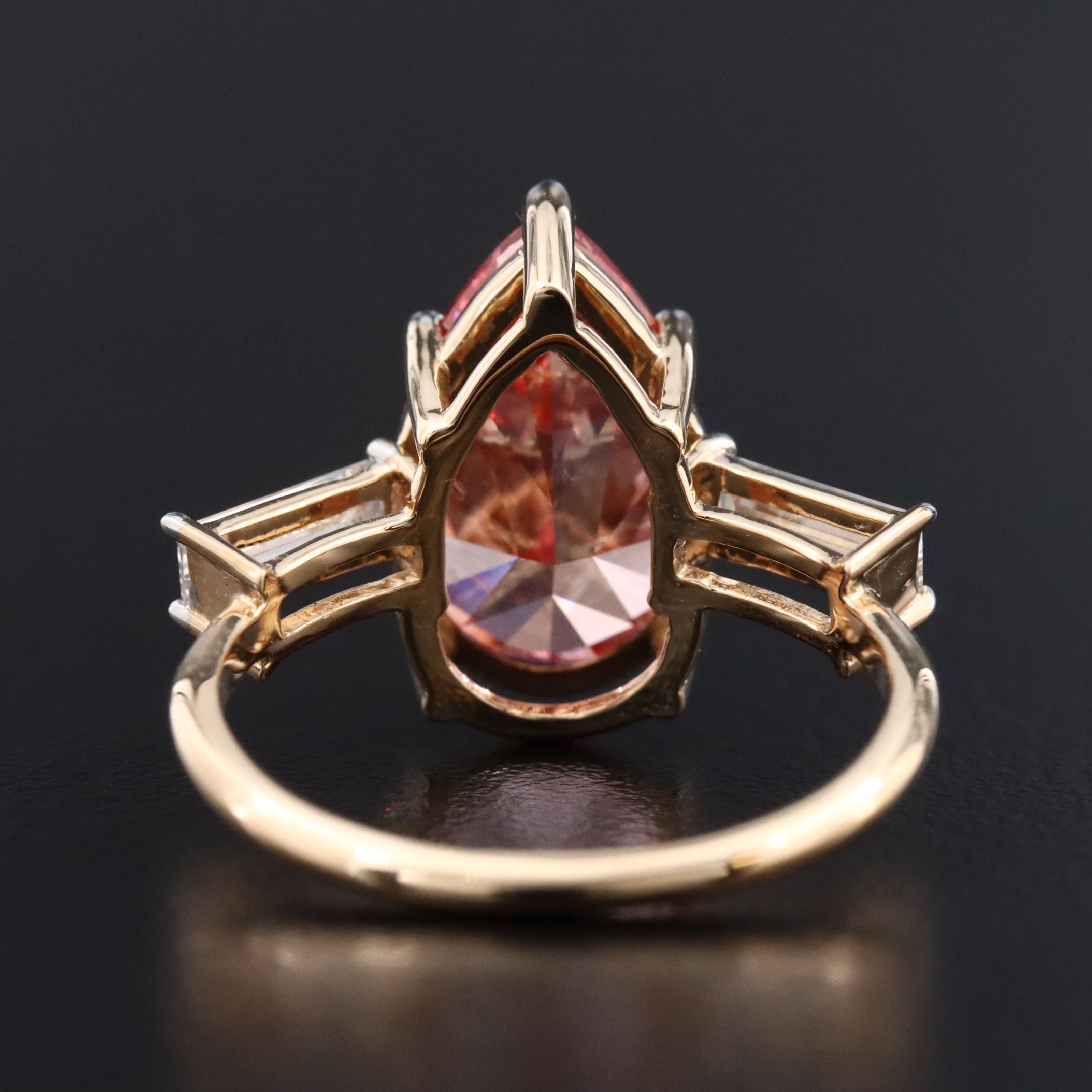 18K 4.99 CTW Lab Grown Diamond Ring with Fancy Vivid Pink Center and IGI Report