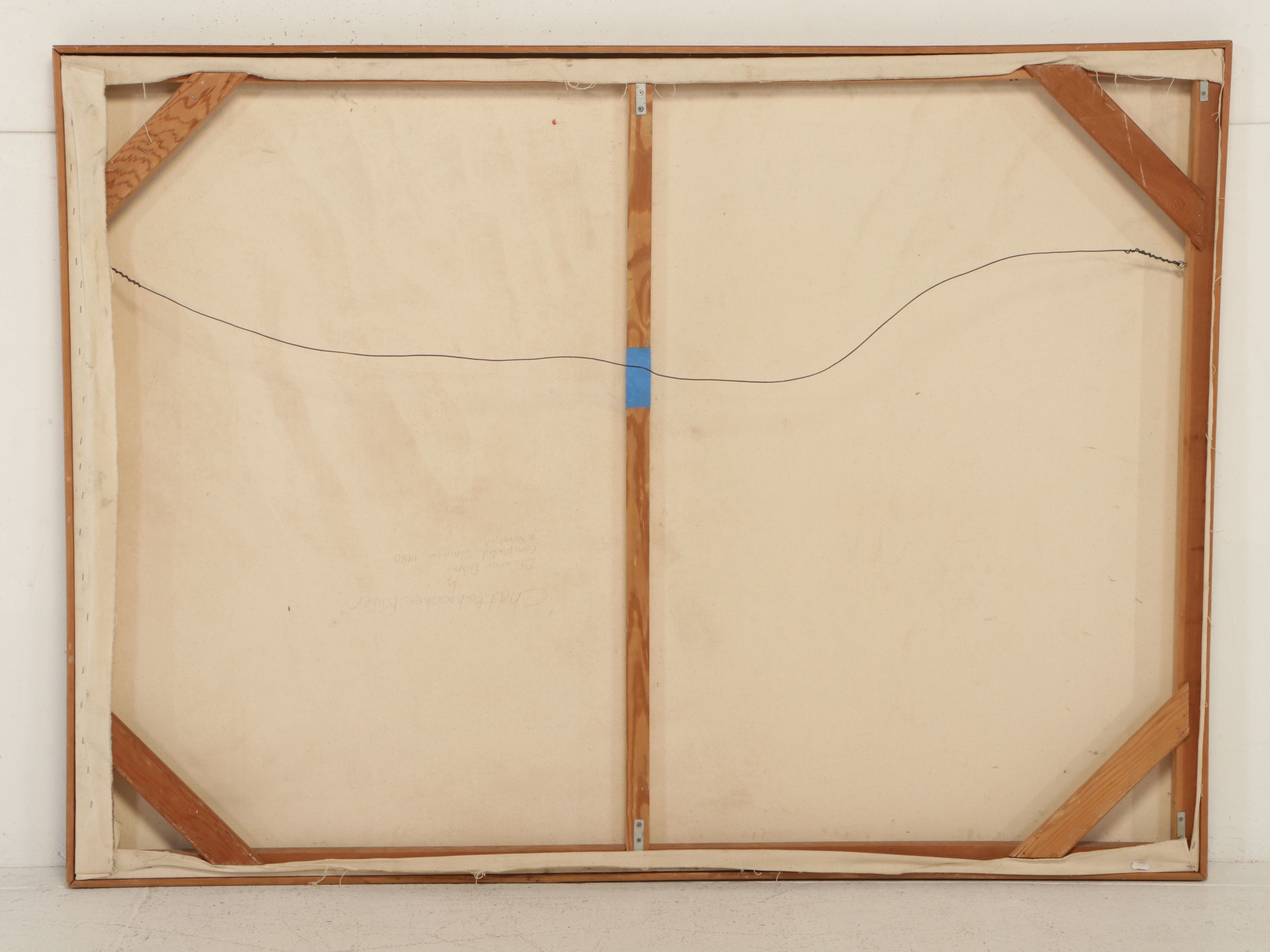 Monumental Acrylic Painting Abstracted River Landscape, 1980