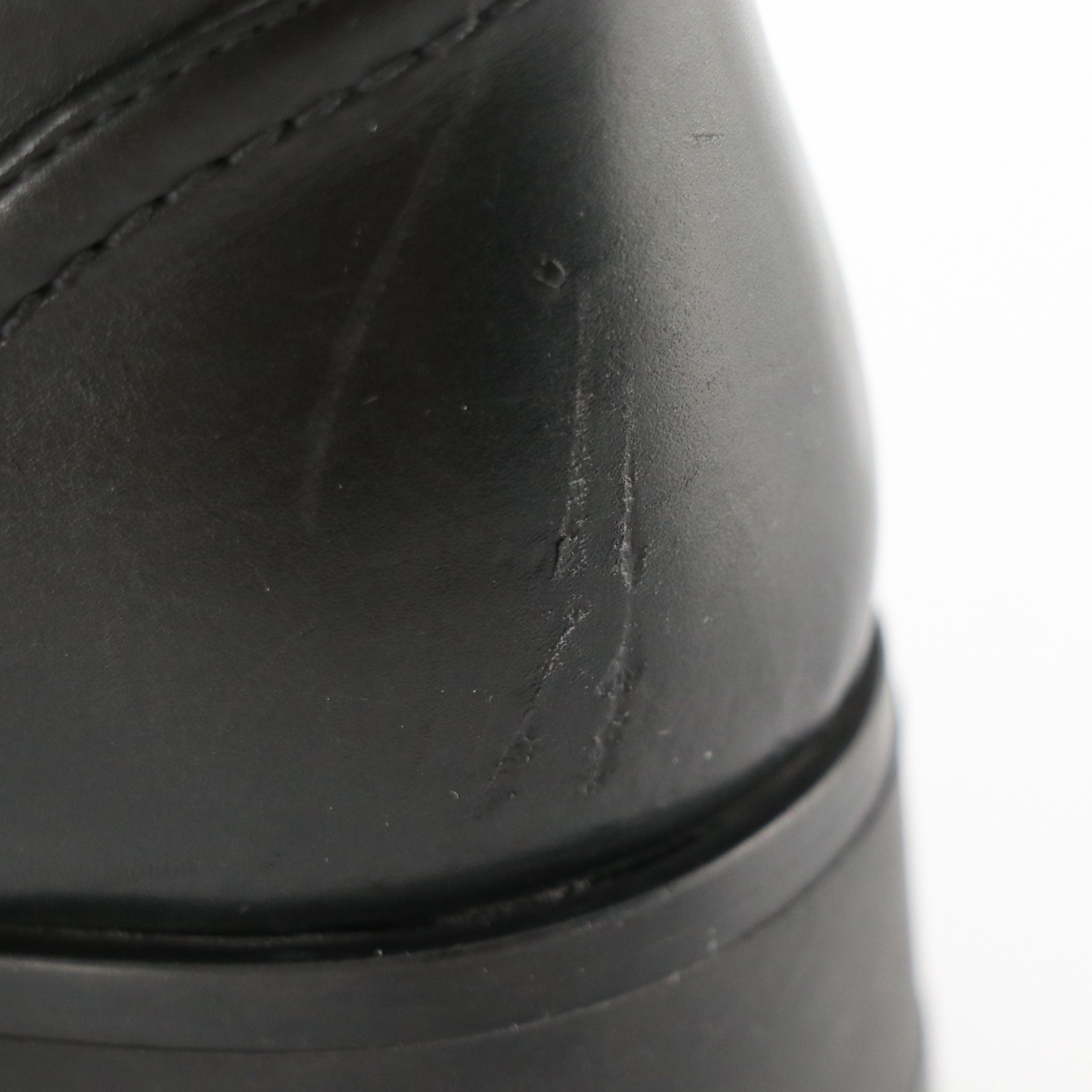 Prada Buckle Strap Biker Boots in Black Leather