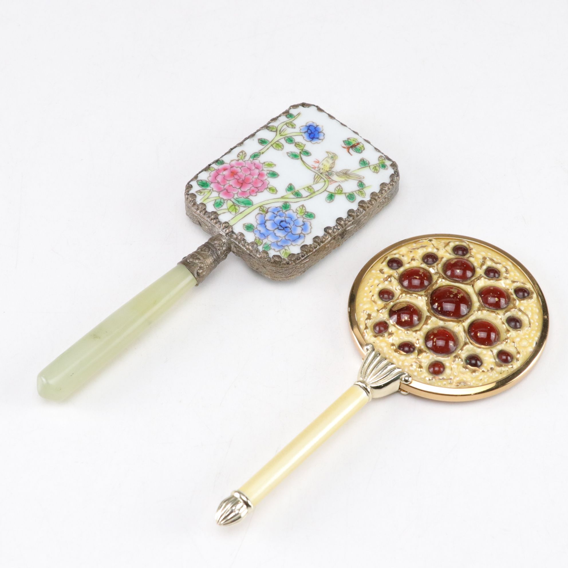 Crystal and Glass Perfume Bottles with Cosmetic Containers and Compact Mirrors