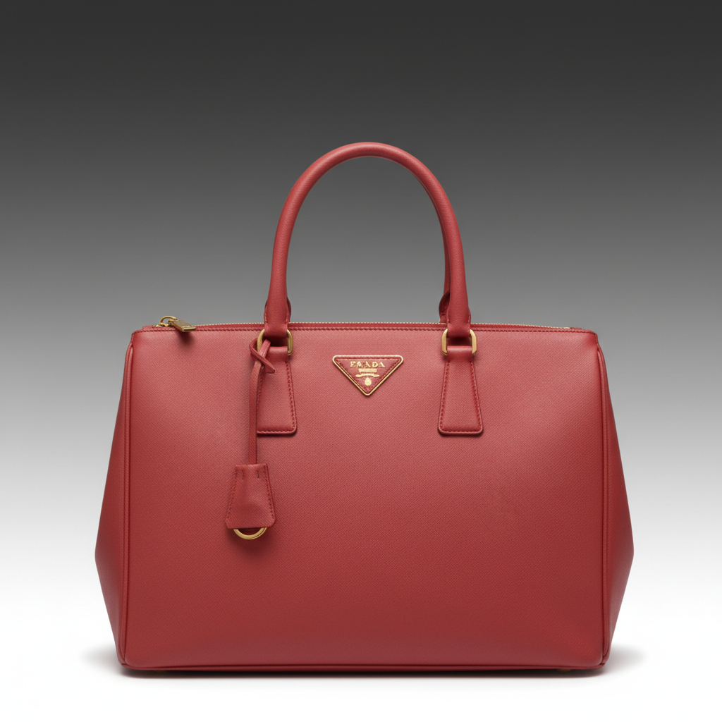 Prada Double Zip Galleria Top Handle Tote in Saffiano Lux Leather