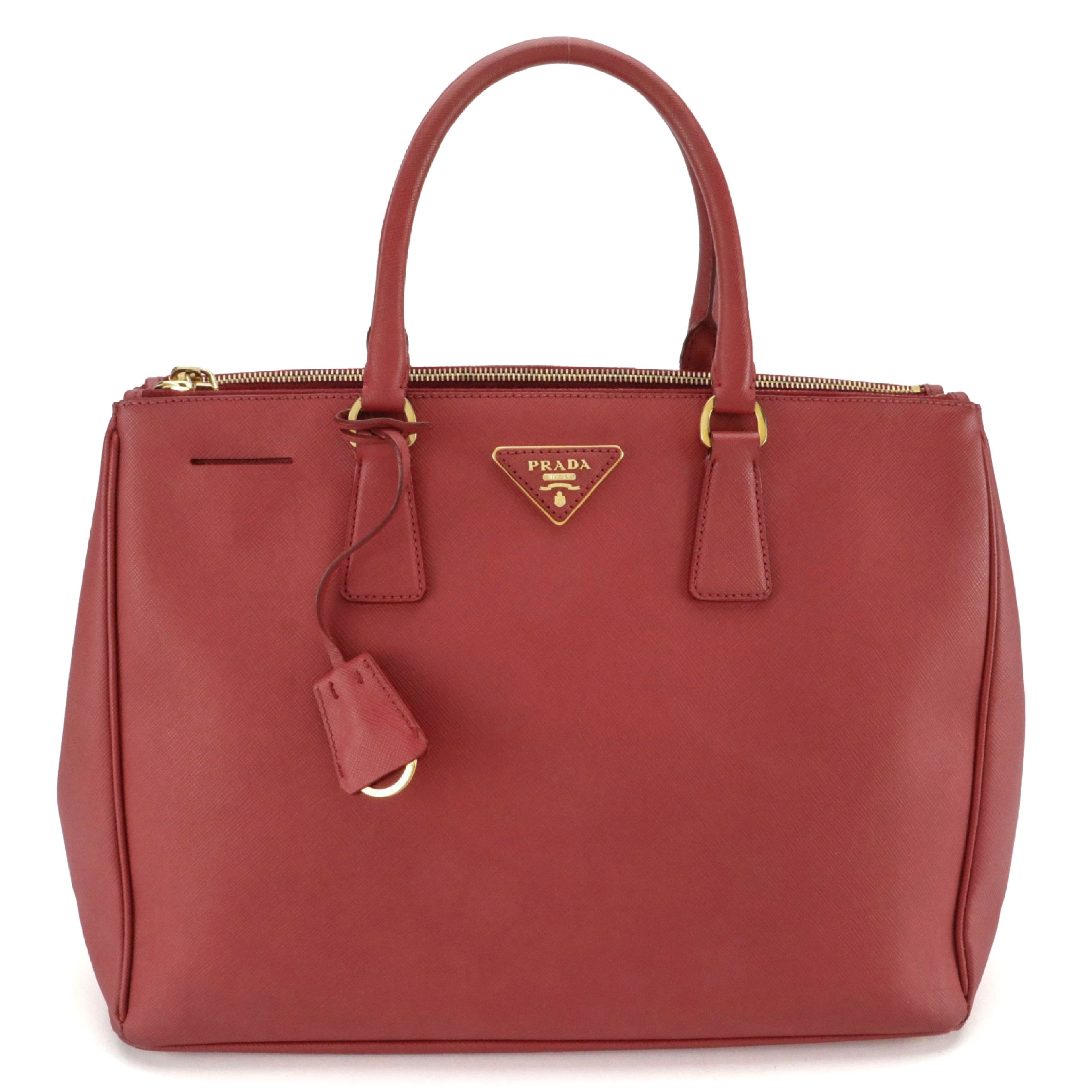 Prada Double Zip Galleria Top Handle Tote in Saffiano Lux Leather