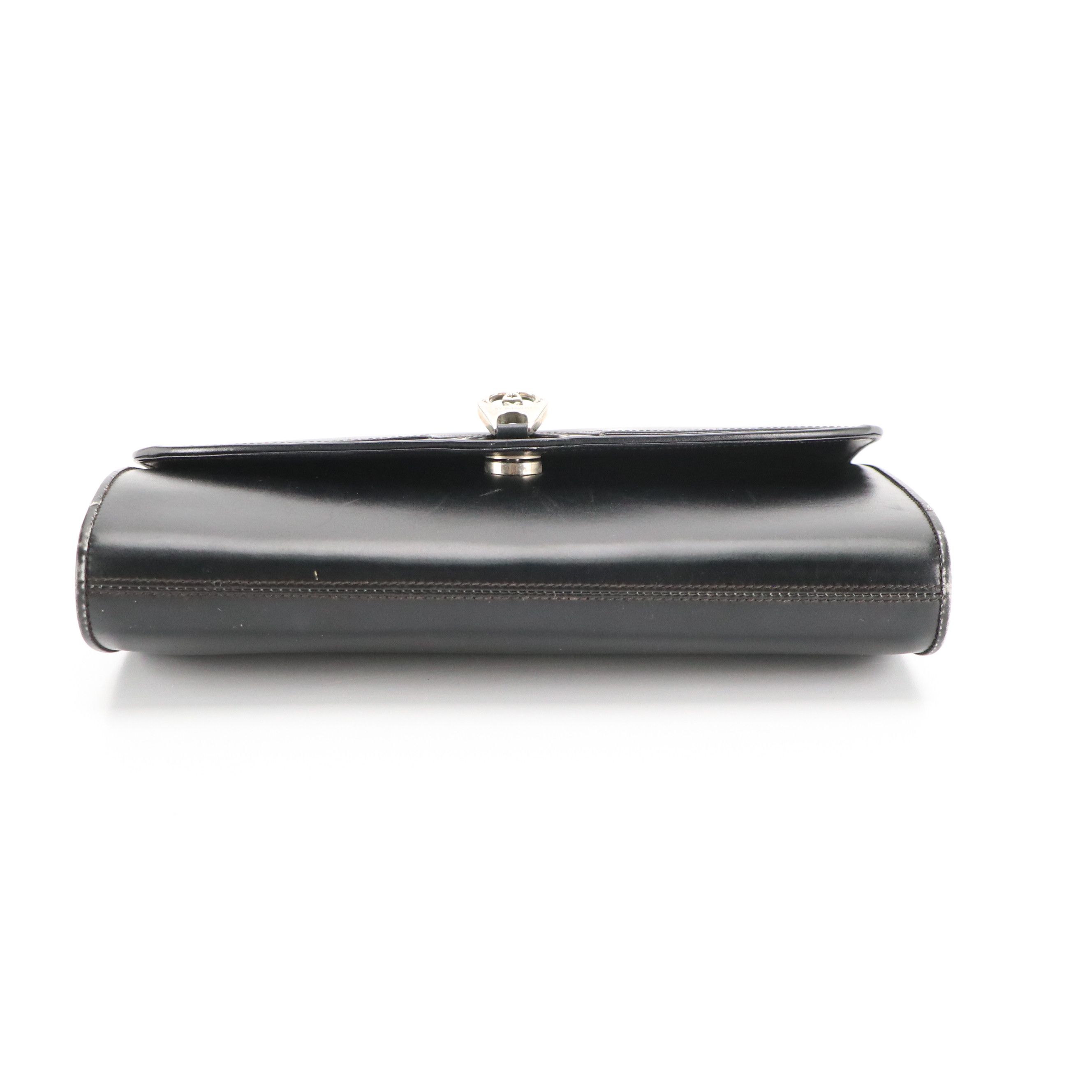 Gucci Interlocking GG Front Flap Crossbody Bag in Black Leather