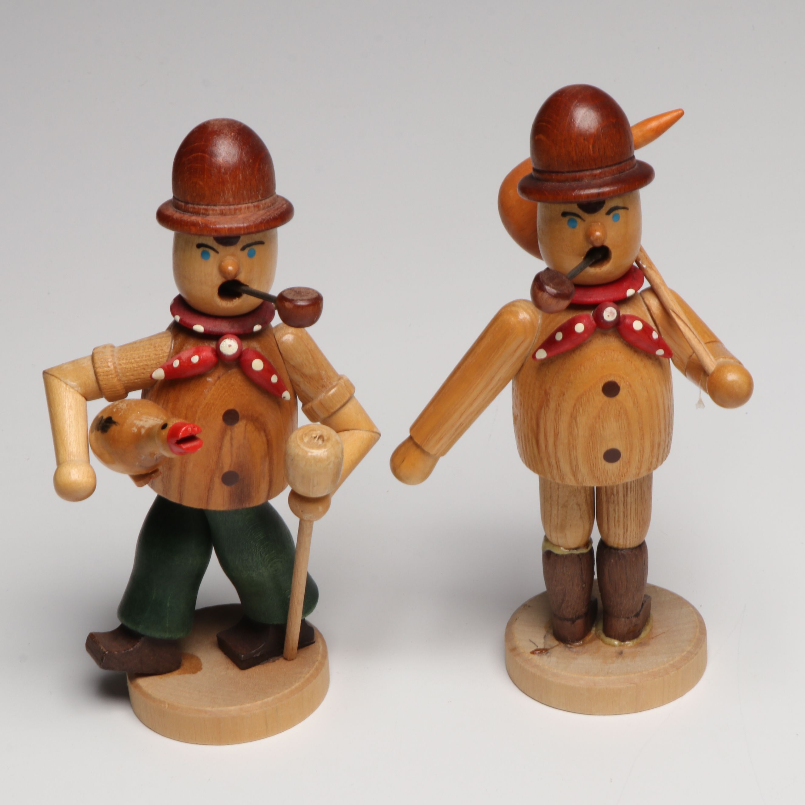 German Räuchermann Carved Wood Incense Burners with Knox Incense