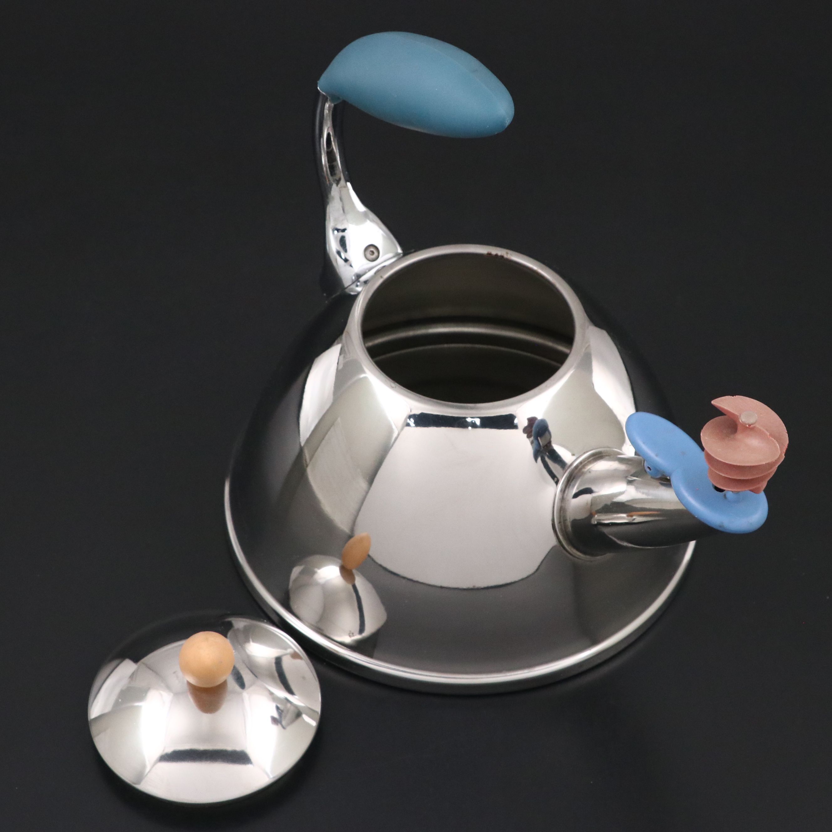 Michael Graves Postmodern Style Stainless Steel Spinning Whistle Teakettle