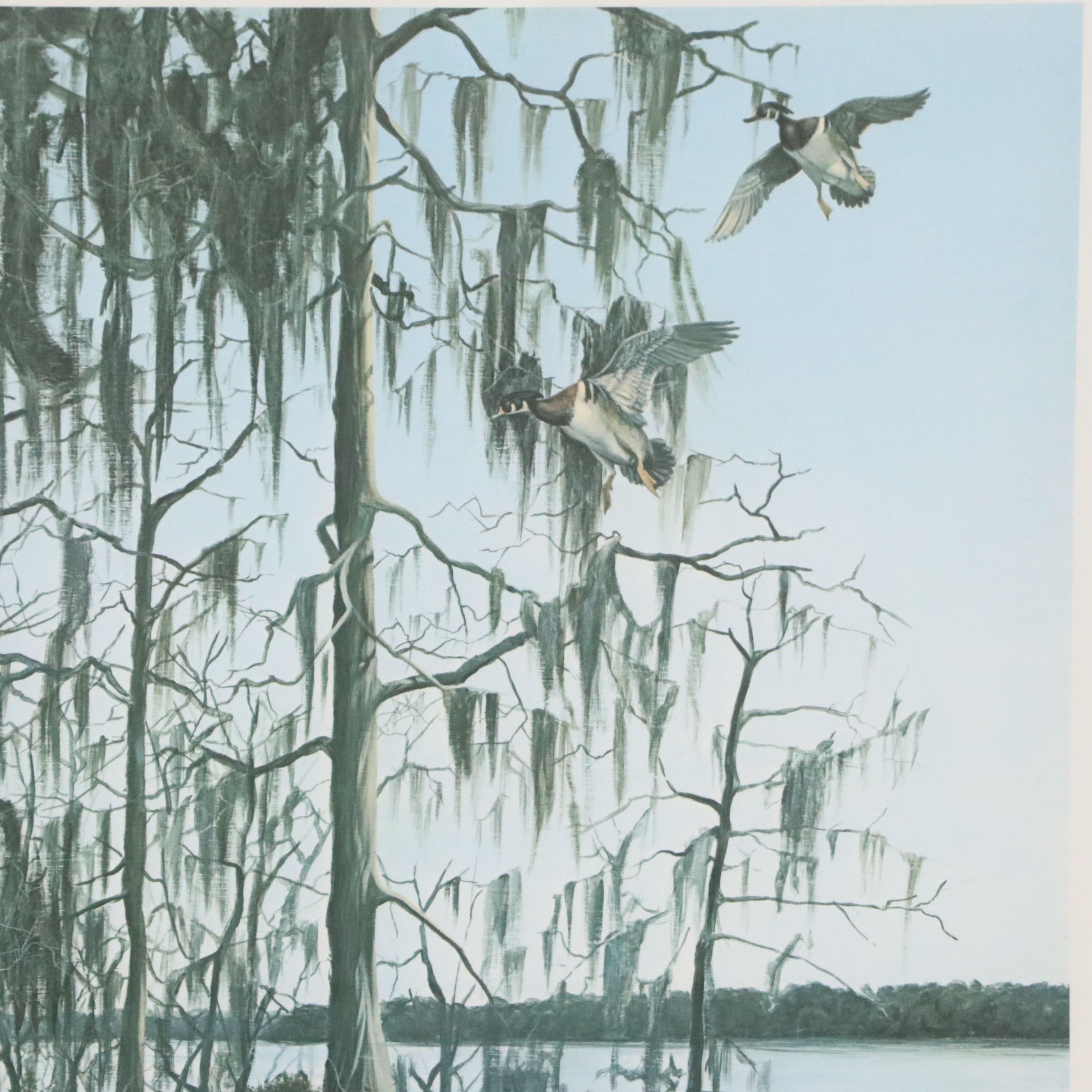 C. Ford Riley Offset Lithograph of Coastal Scene, Late 20th Century