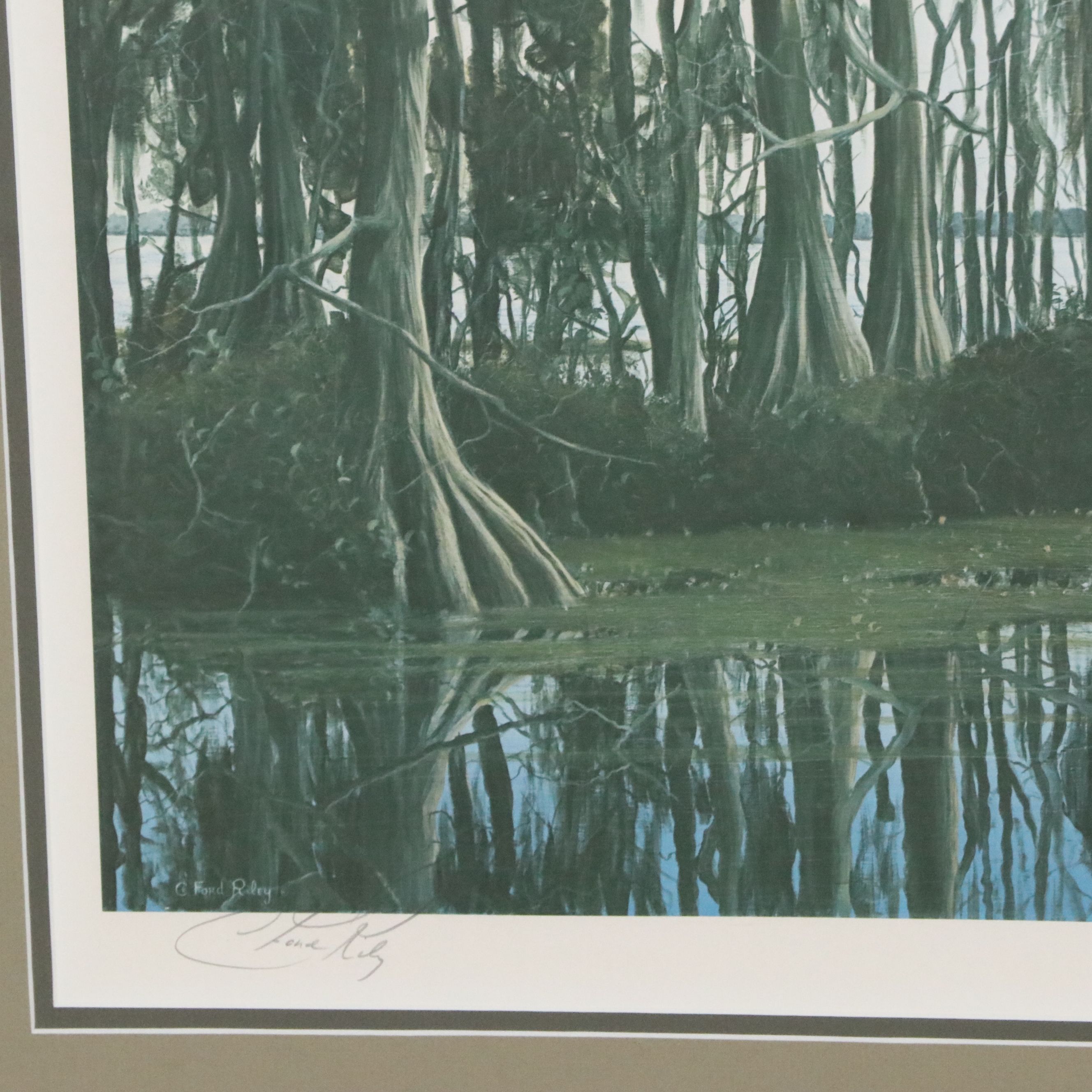 C. Ford Riley Offset Lithograph of Coastal Scene, Late 20th Century