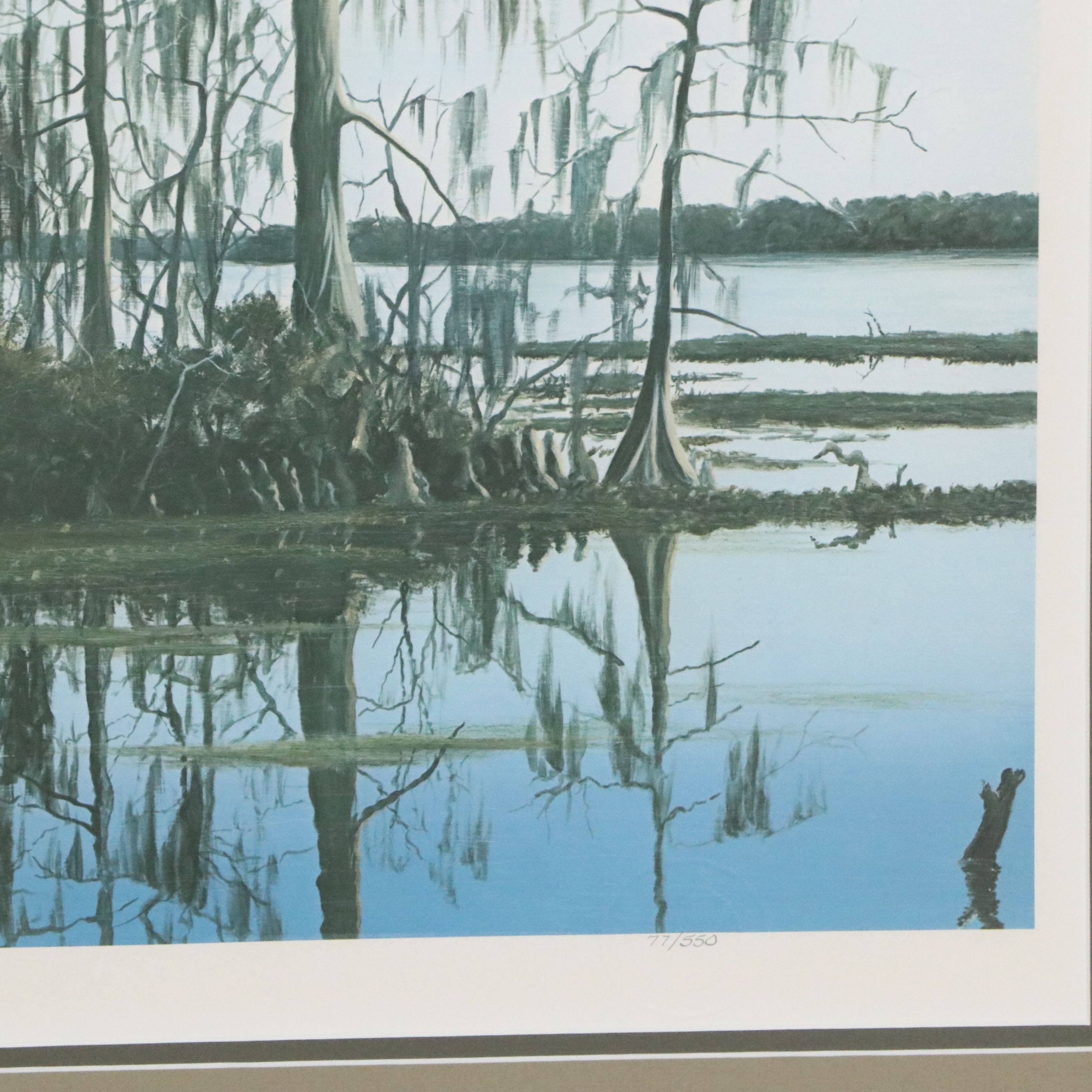 C. Ford Riley Offset Lithograph of Coastal Scene, Late 20th Century