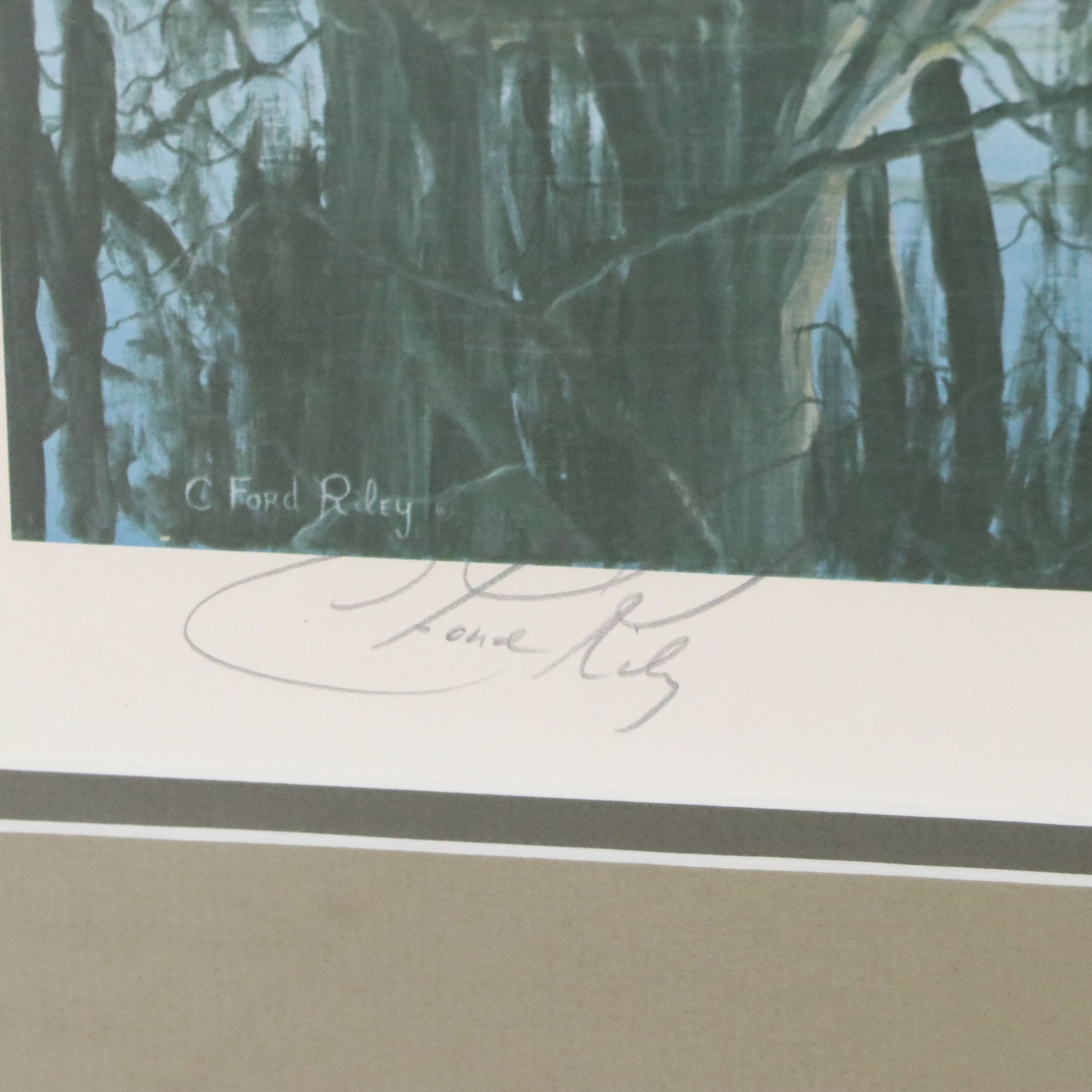 C. Ford Riley Offset Lithograph of Coastal Scene, Late 20th Century