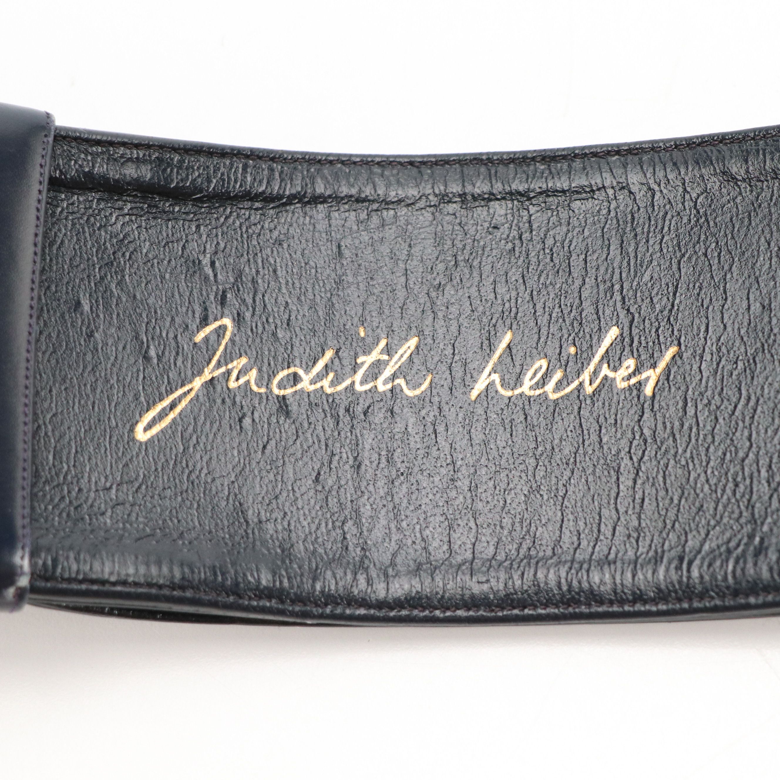 Judith Leiber Wide Leather and Metal Hinge Belt