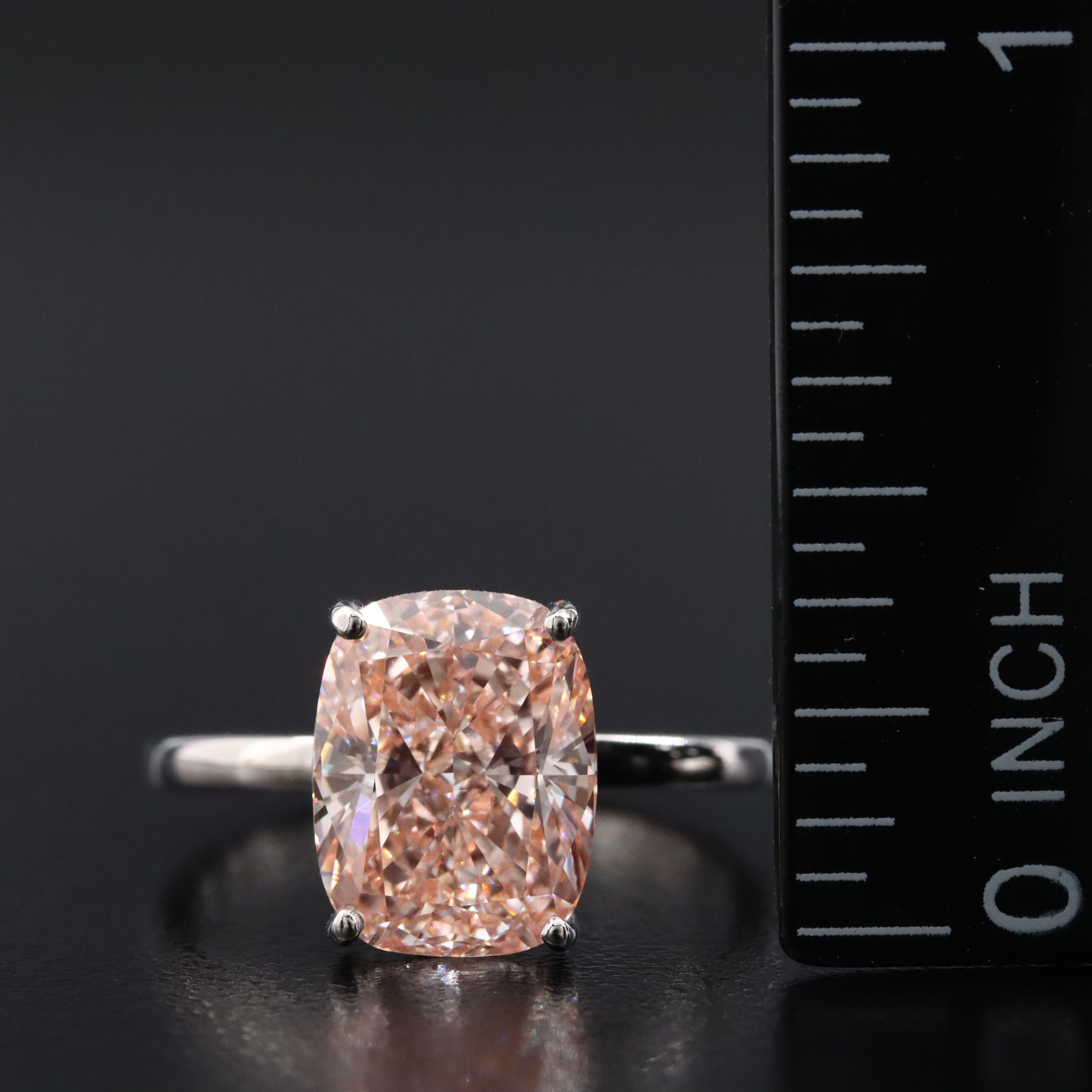 Platinum 4.02 CT Lab Grown Fancy Vivid Pink Diamond Ring with IGI Report