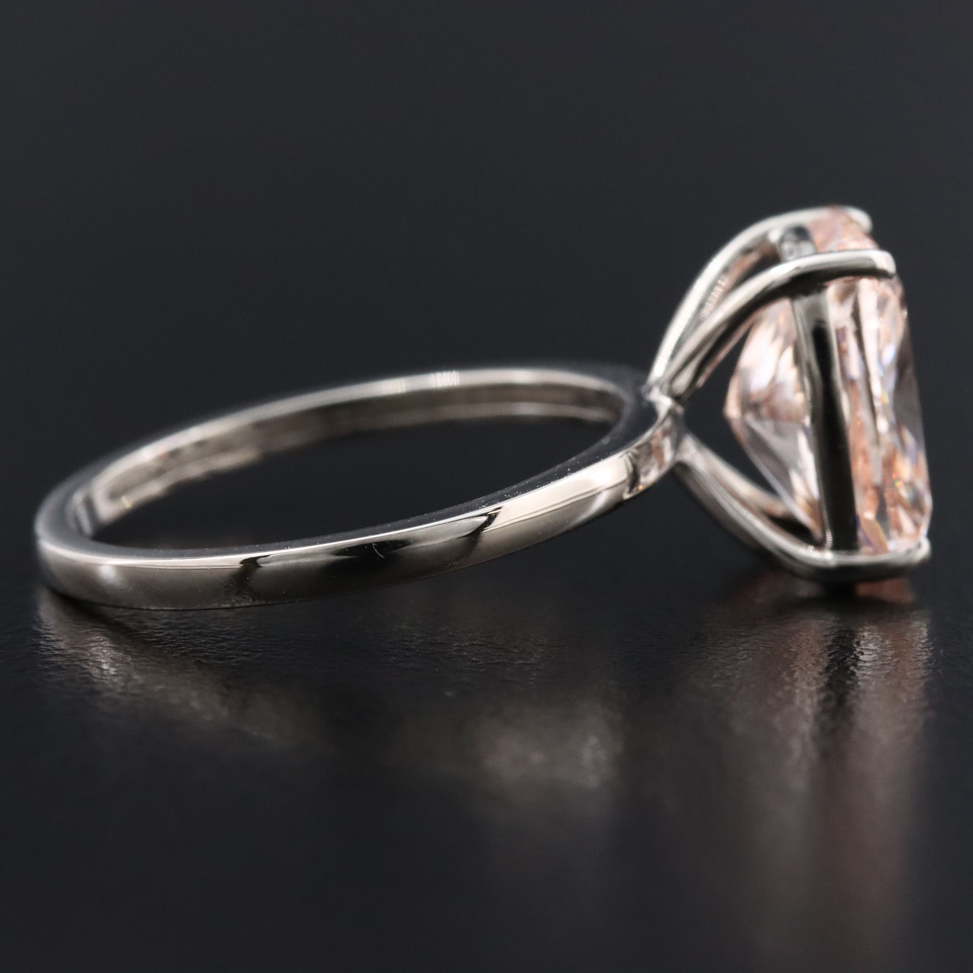 Platinum 4.02 CT Lab Grown Fancy Vivid Pink Diamond Ring with IGI Report