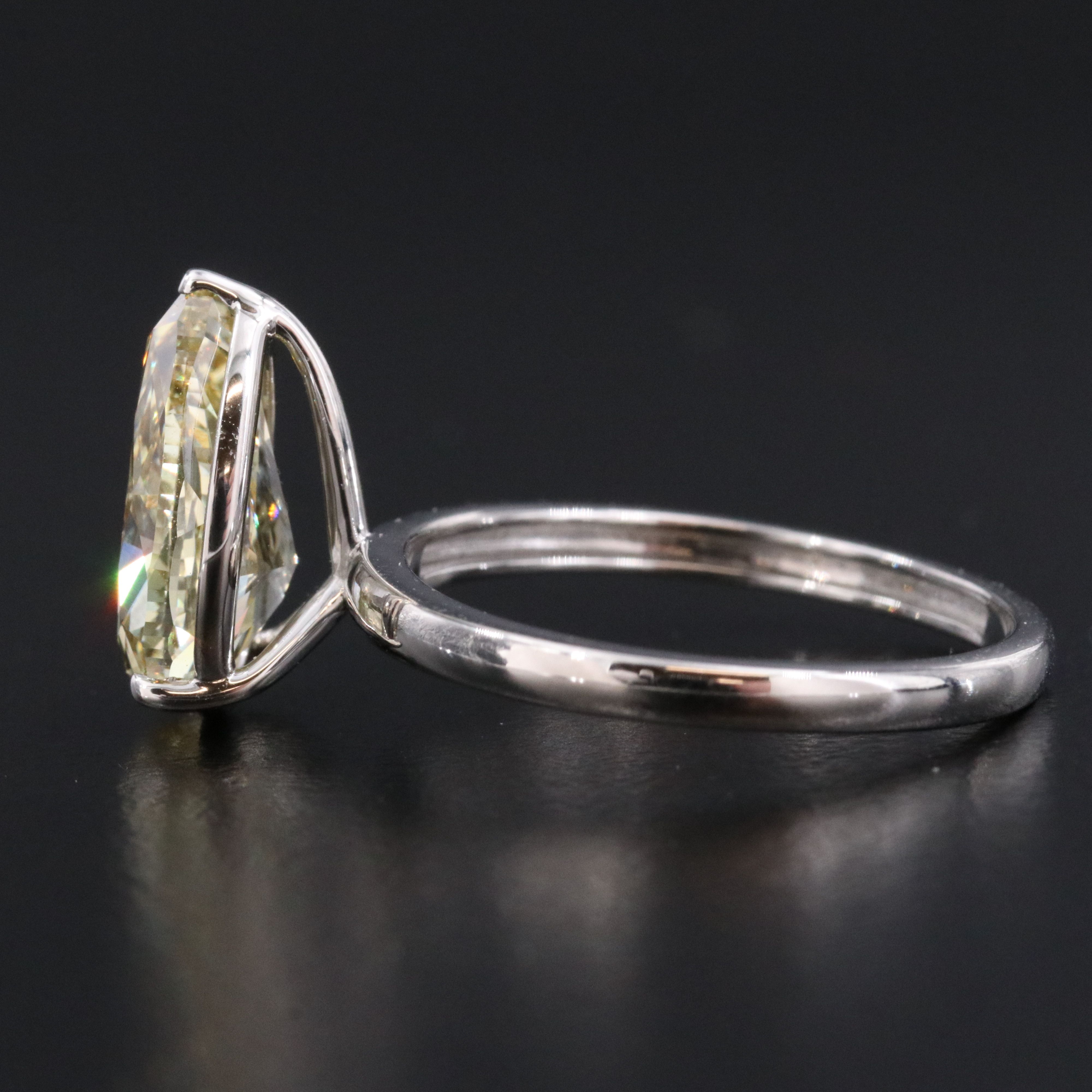 Platinum 3.01 Lab Grown Fancy Intense Yellow Diamond Ring with IGI Report