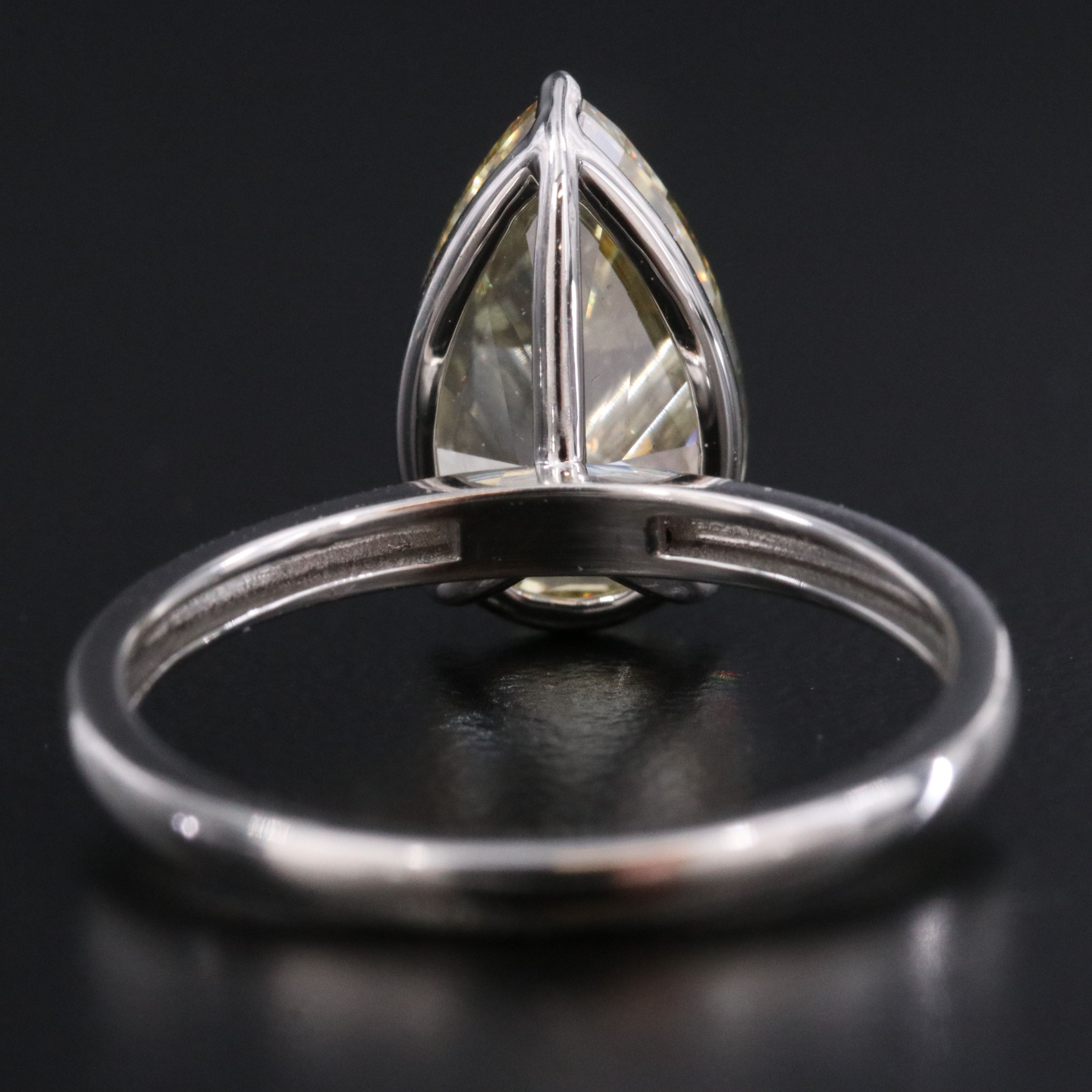 Platinum 3.01 Lab Grown Fancy Intense Yellow Diamond Ring with IGI Report