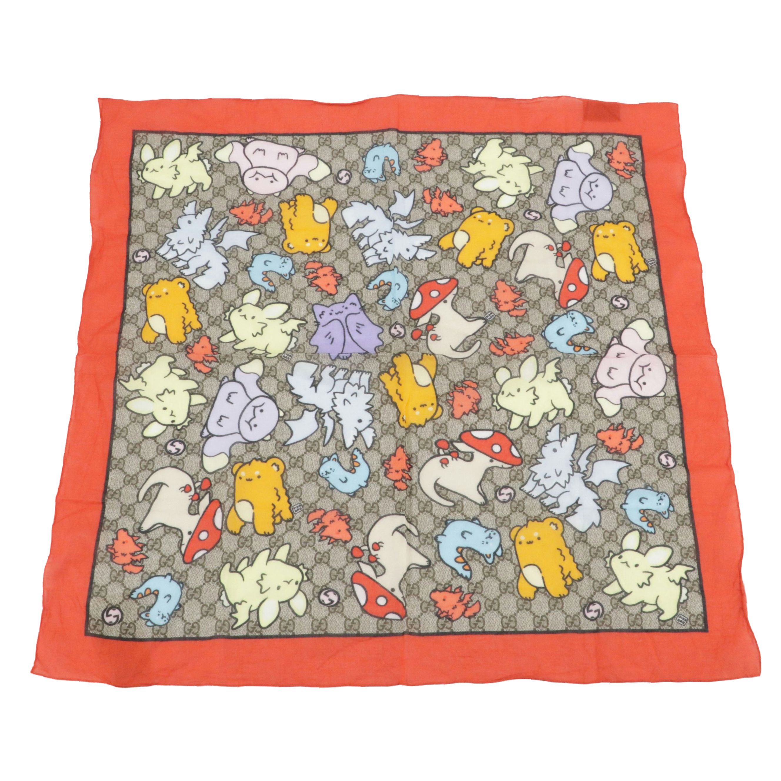 Gucci x Pikarar GG Supreme Cotton Square Scarf