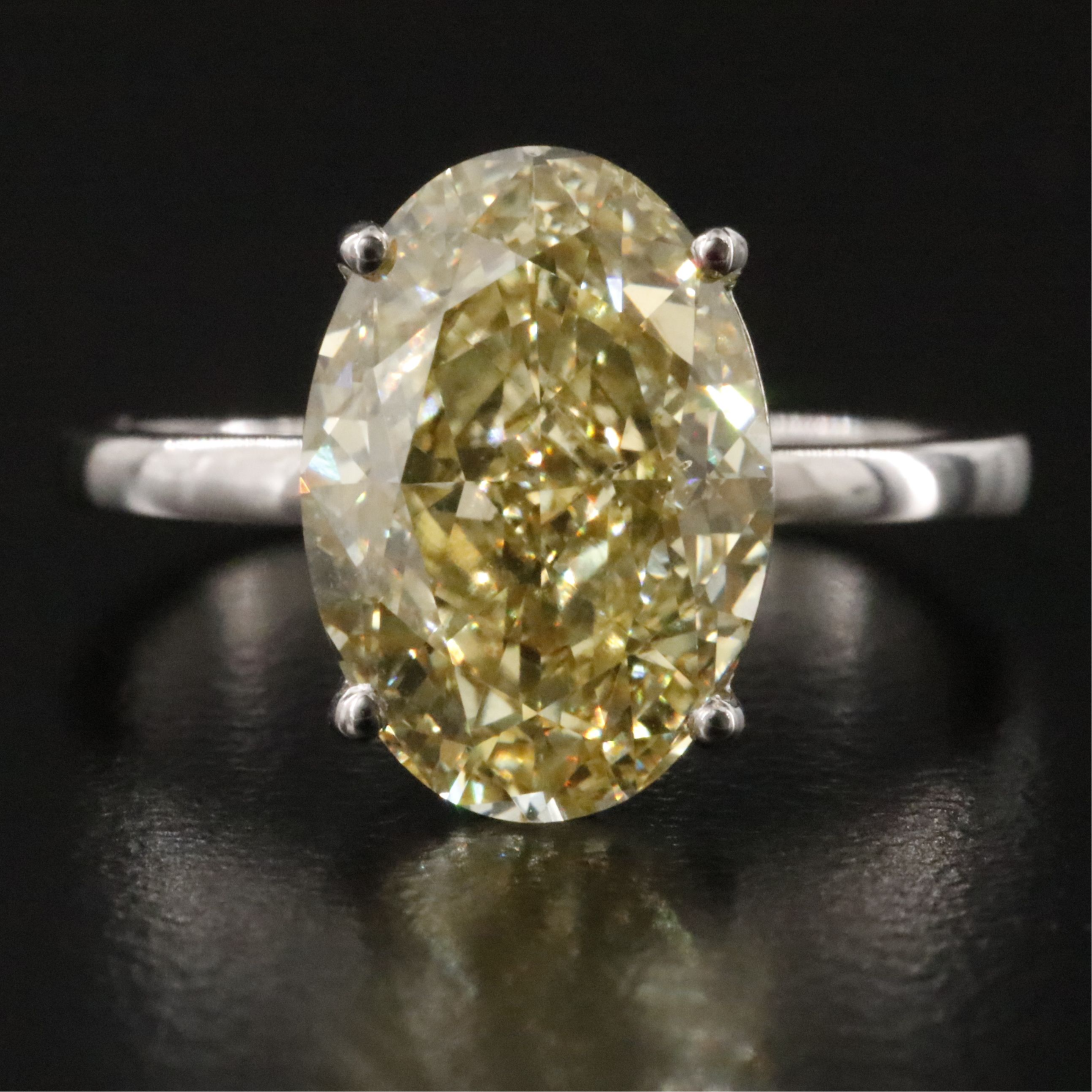 Platinum 5.02 CT Lab Grown Fancy Intense Yellow Diamond Ring with IGI Report