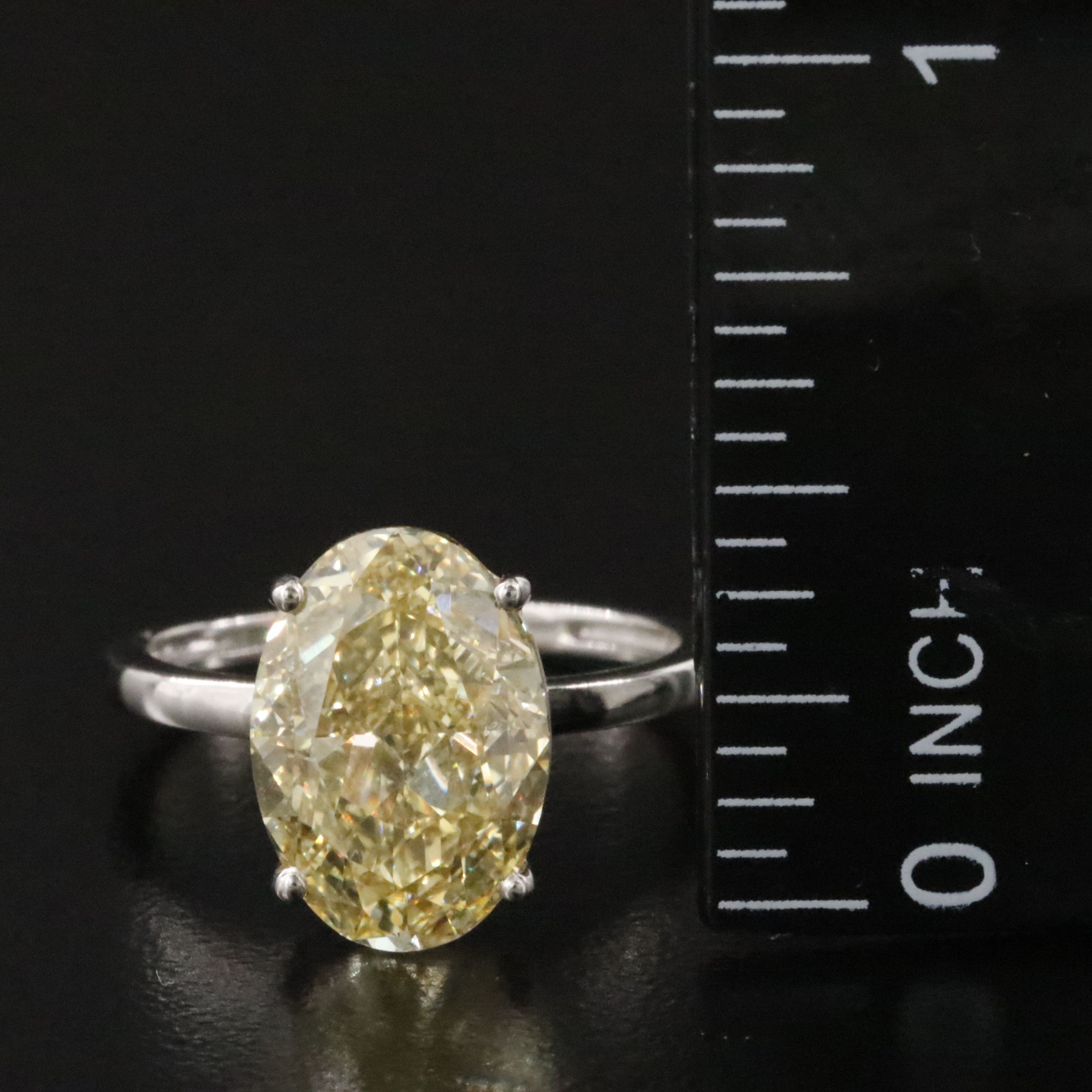 Platinum 5.02 CT Lab Grown Fancy Intense Yellow Diamond Ring with IGI Report