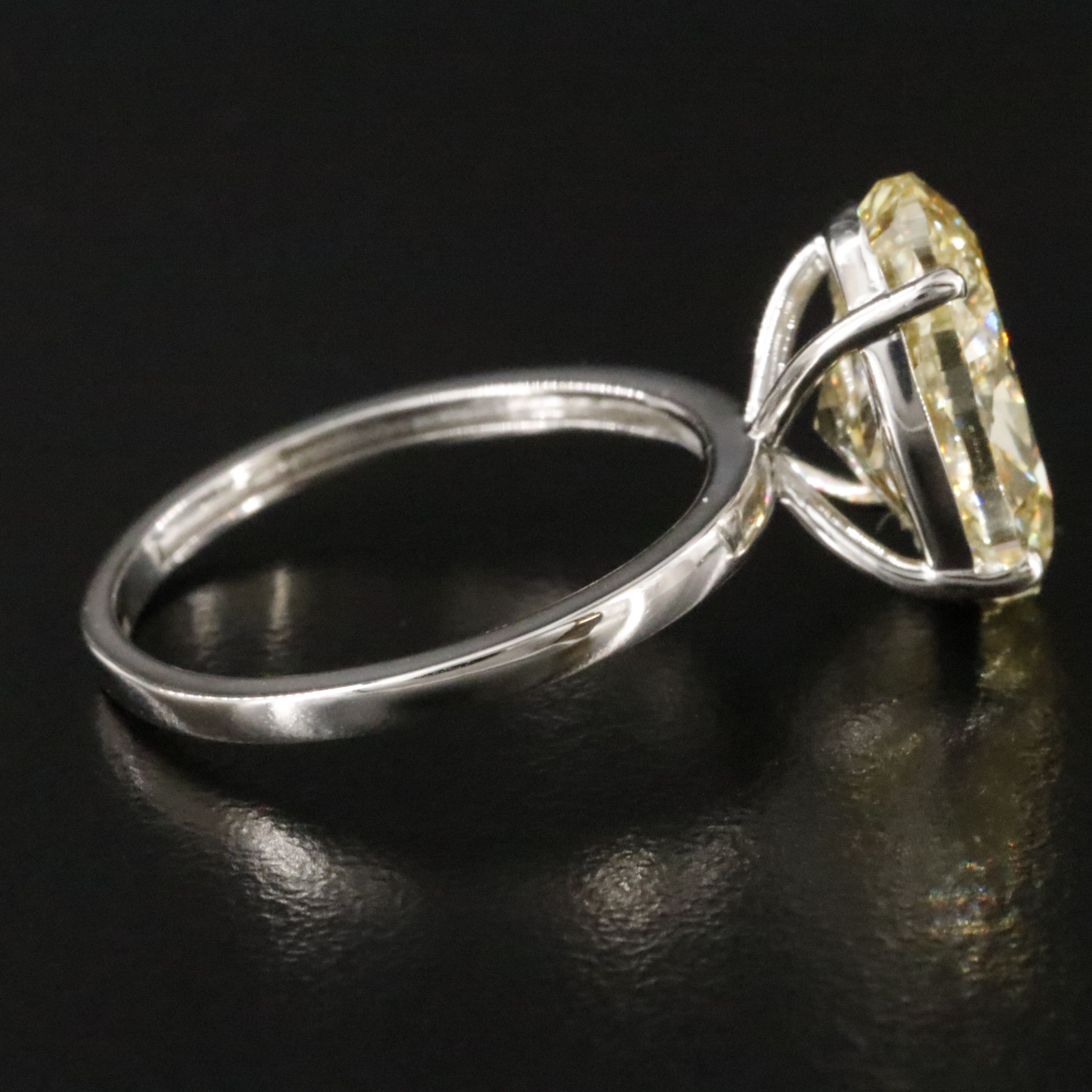 Platinum 5.02 CT Lab Grown Fancy Intense Yellow Diamond Ring with IGI Report