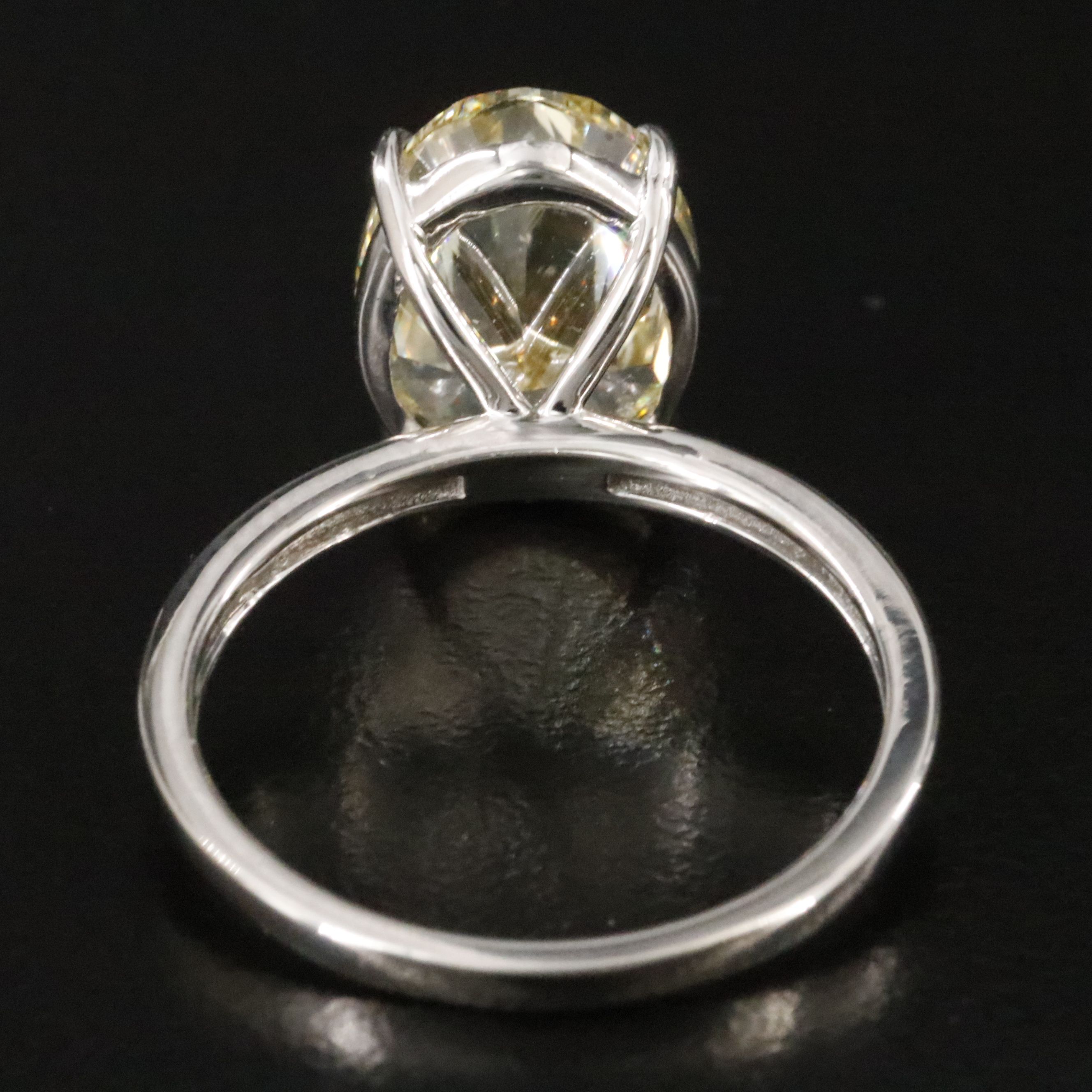 Platinum 5.02 CT Lab Grown Fancy Intense Yellow Diamond Ring with IGI Report