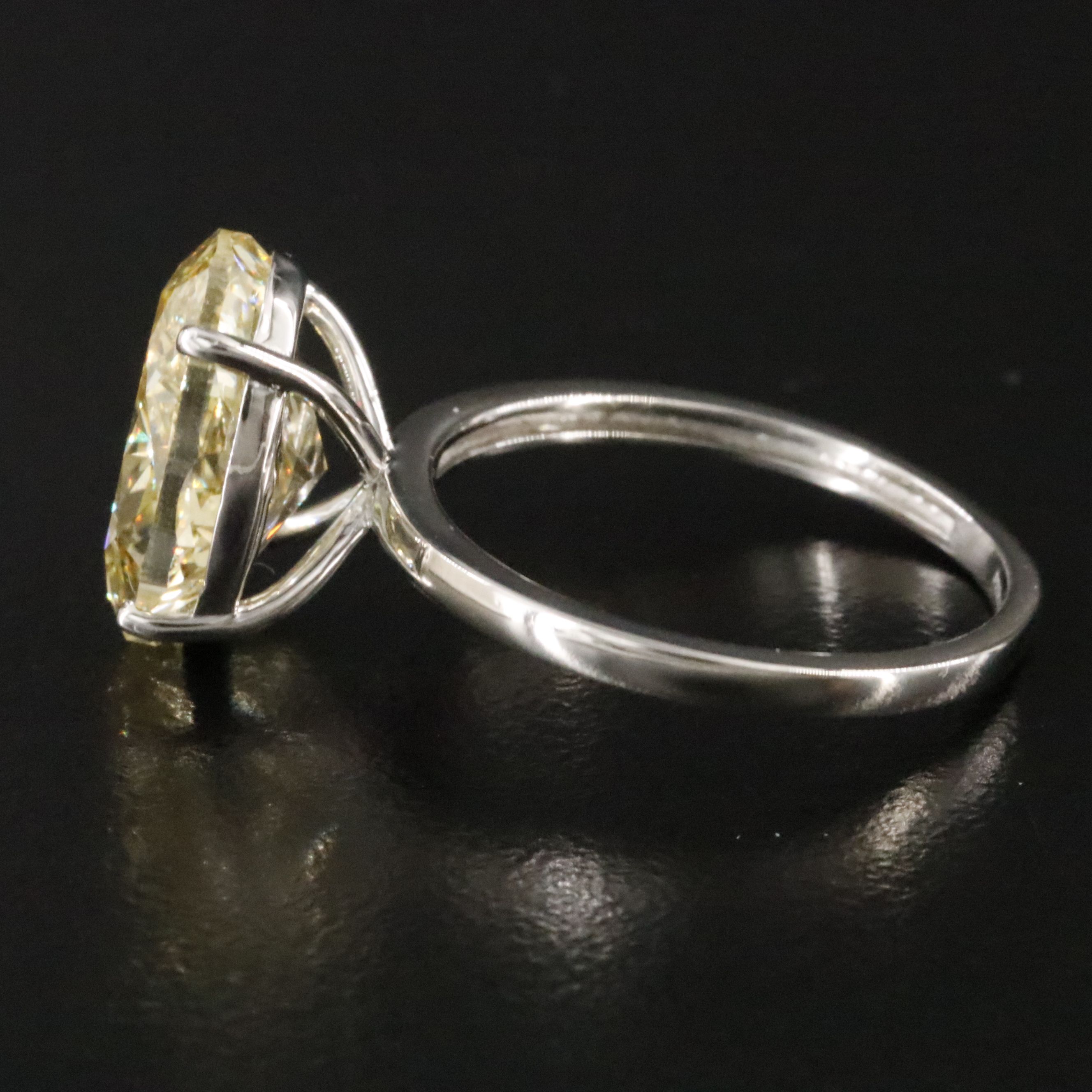 Platinum 5.02 CT Lab Grown Fancy Intense Yellow Diamond Ring with IGI Report
