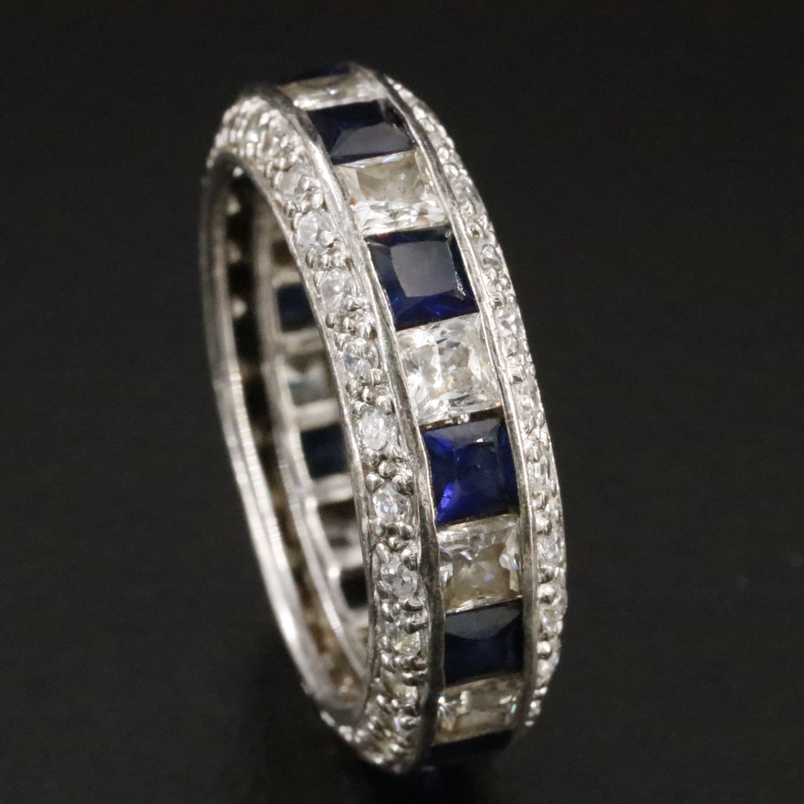 Sterling Sapphire and CZ Eternity Band