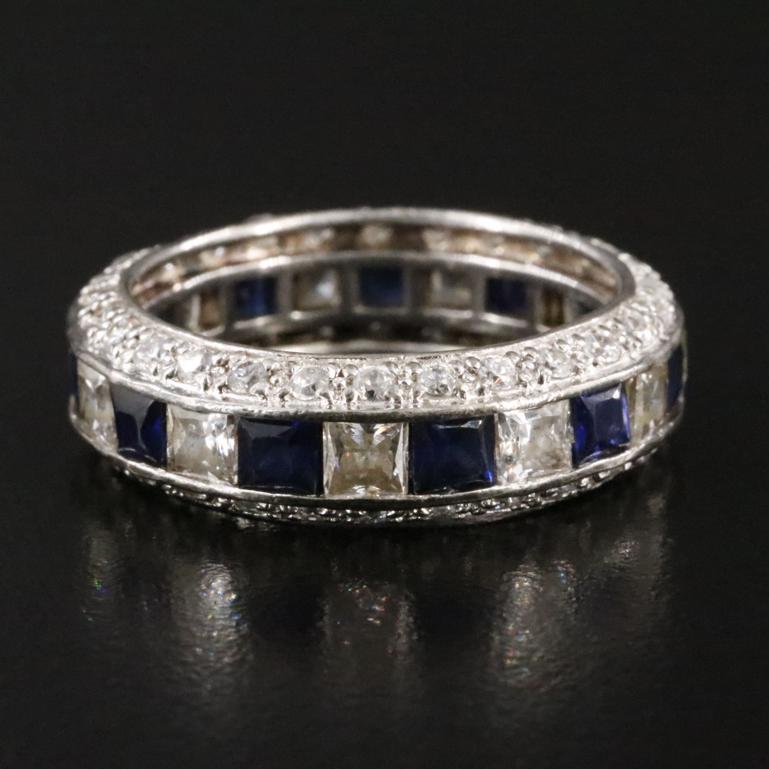 Sterling Sapphire and CZ Eternity Band
