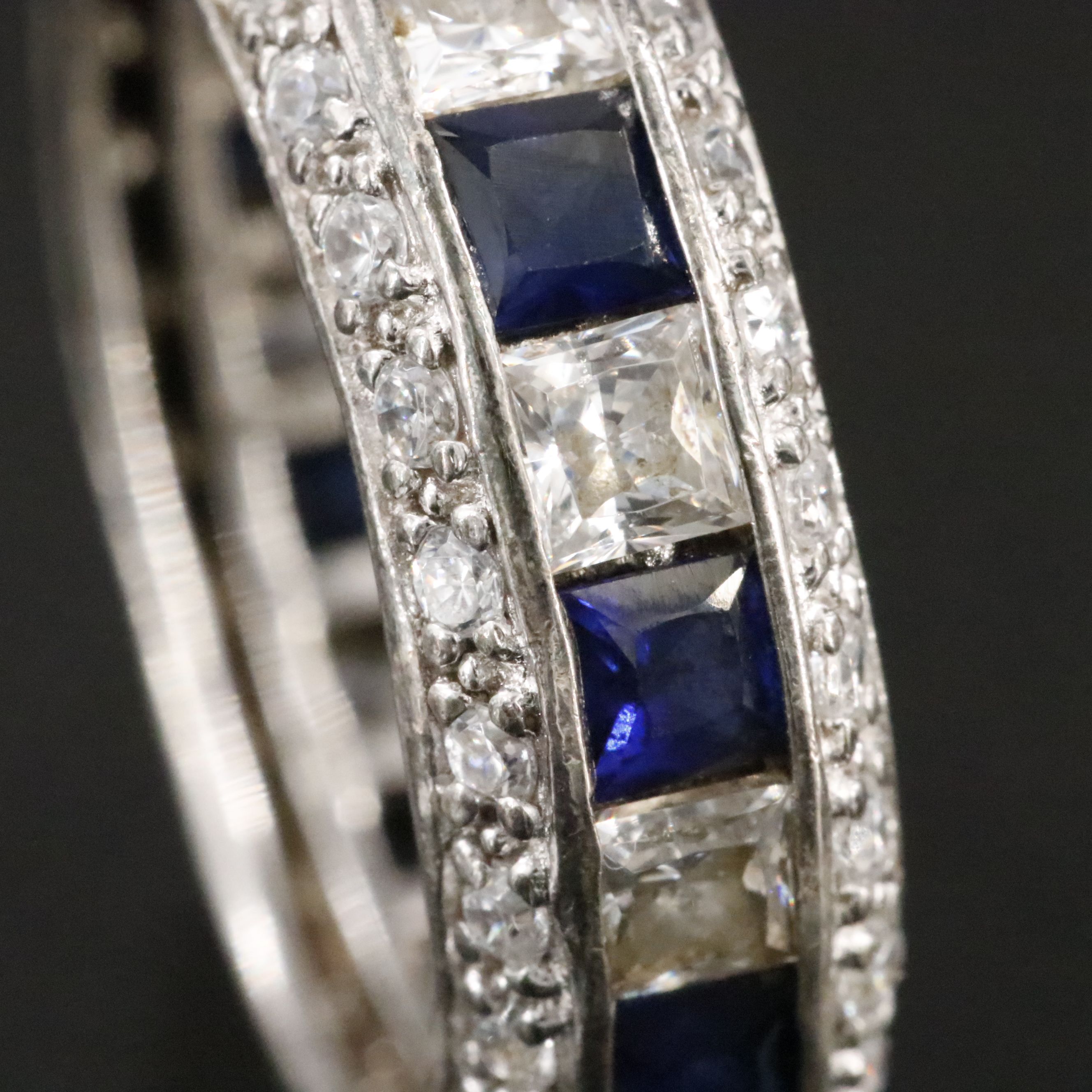 Sterling Sapphire and CZ Eternity Band