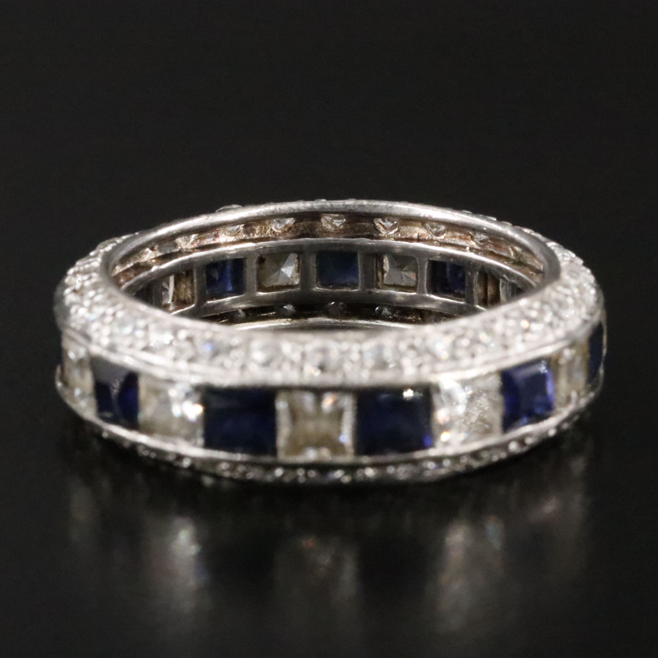Sterling Sapphire and CZ Eternity Band