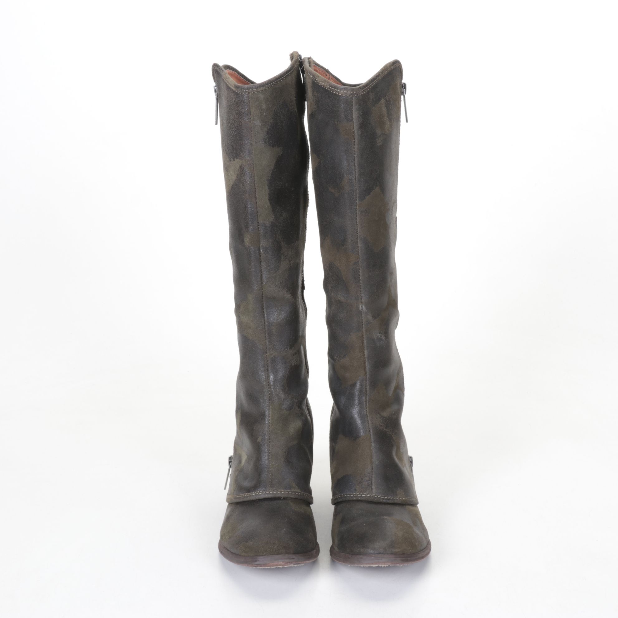 Donald J. Pliner Devi Tall Suede Boots in Olive
