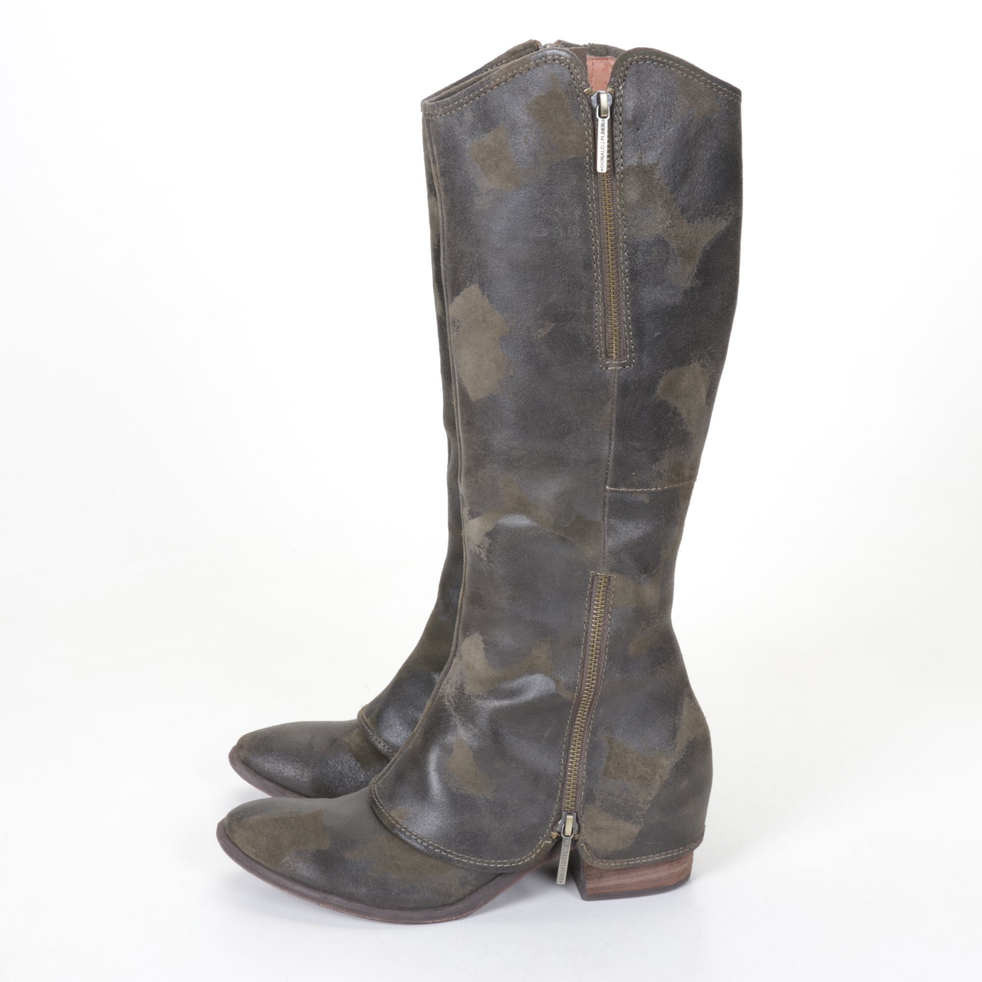 Donald J. Pliner Devi Tall Suede Boots in Olive