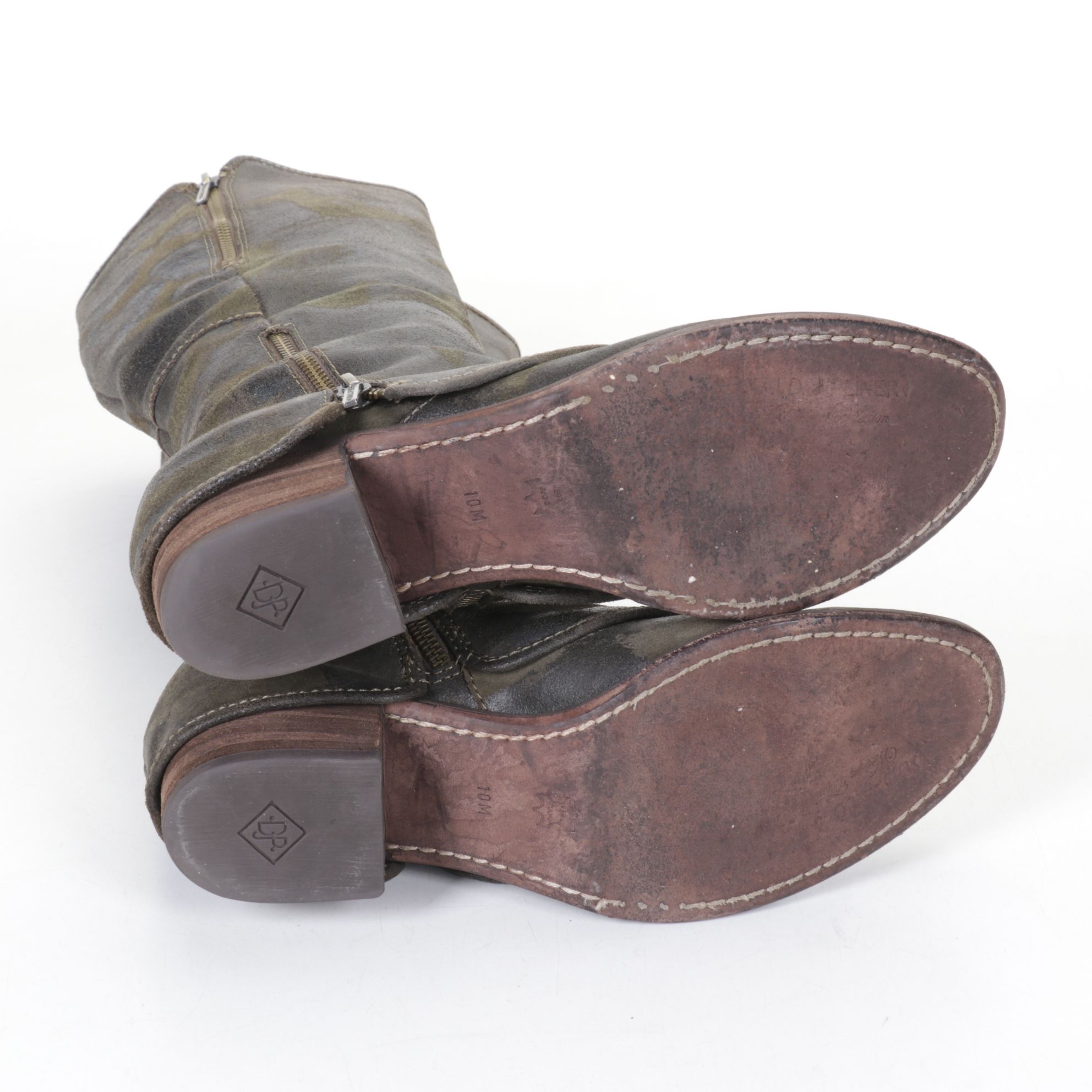 Donald J. Pliner Devi Tall Suede Boots in Olive