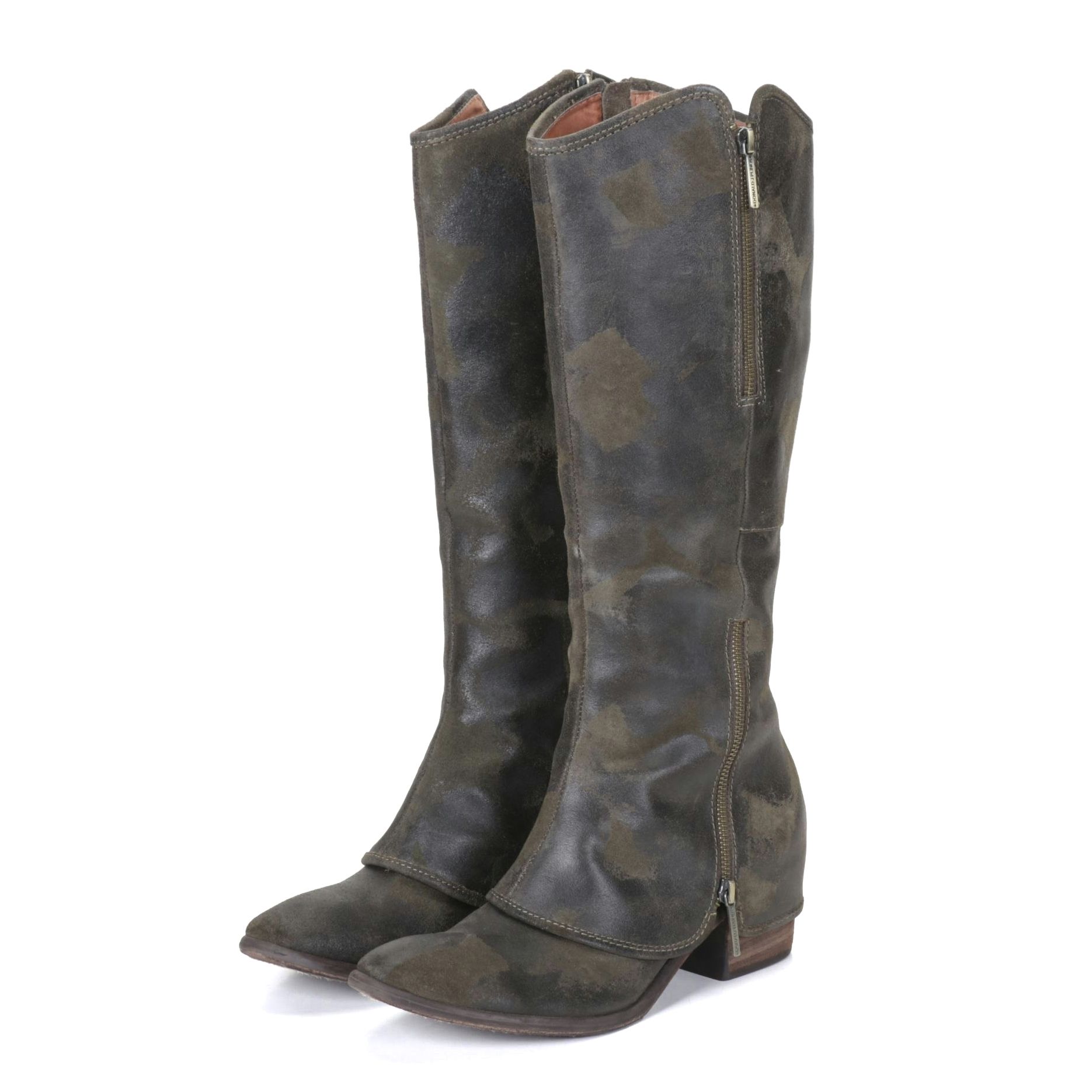 Donald J. Pliner Devi Tall Suede Boots in Olive