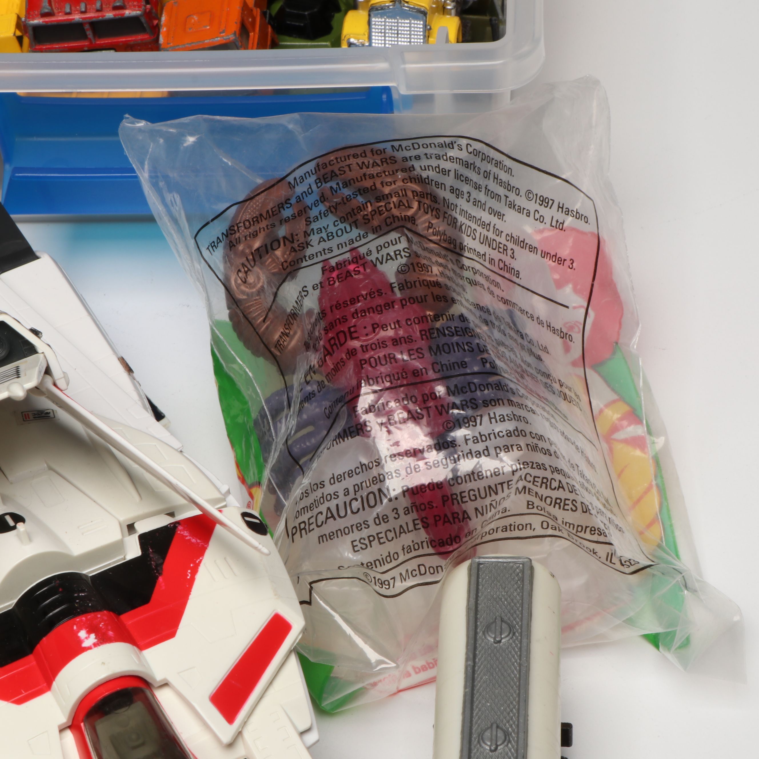 Hasbro Transformers G1 Jetfire Action Figure with Other Vintage Diecast Vehicles