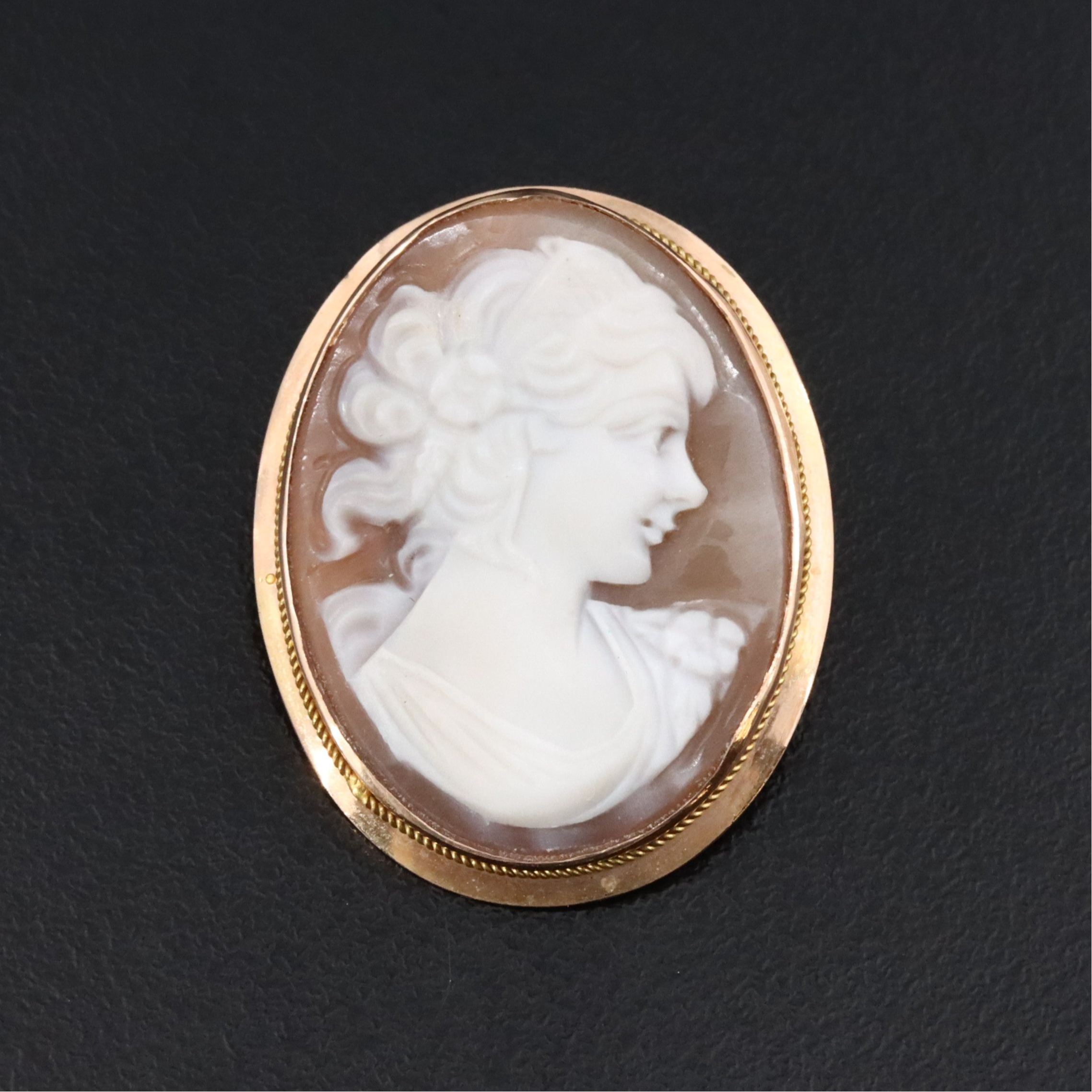 14K Shell Cameo Converter Brooch