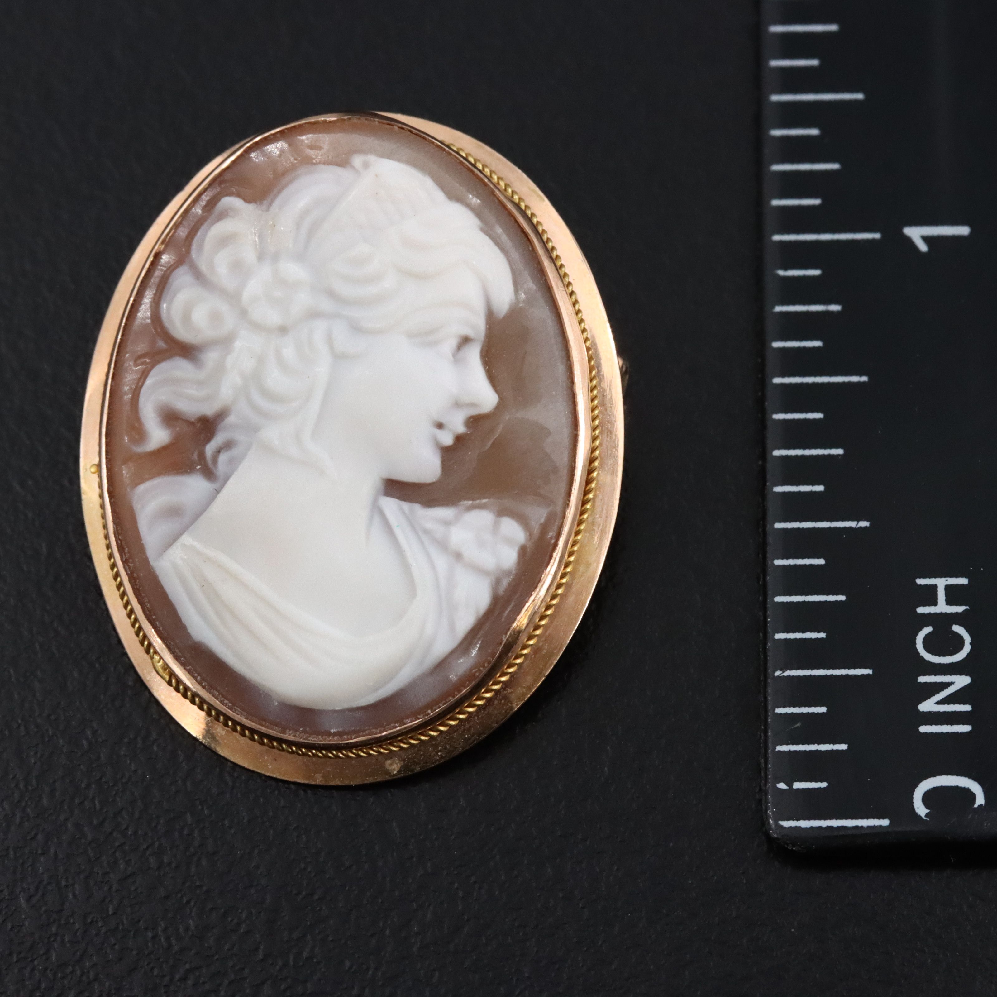 14K Shell Cameo Converter Brooch