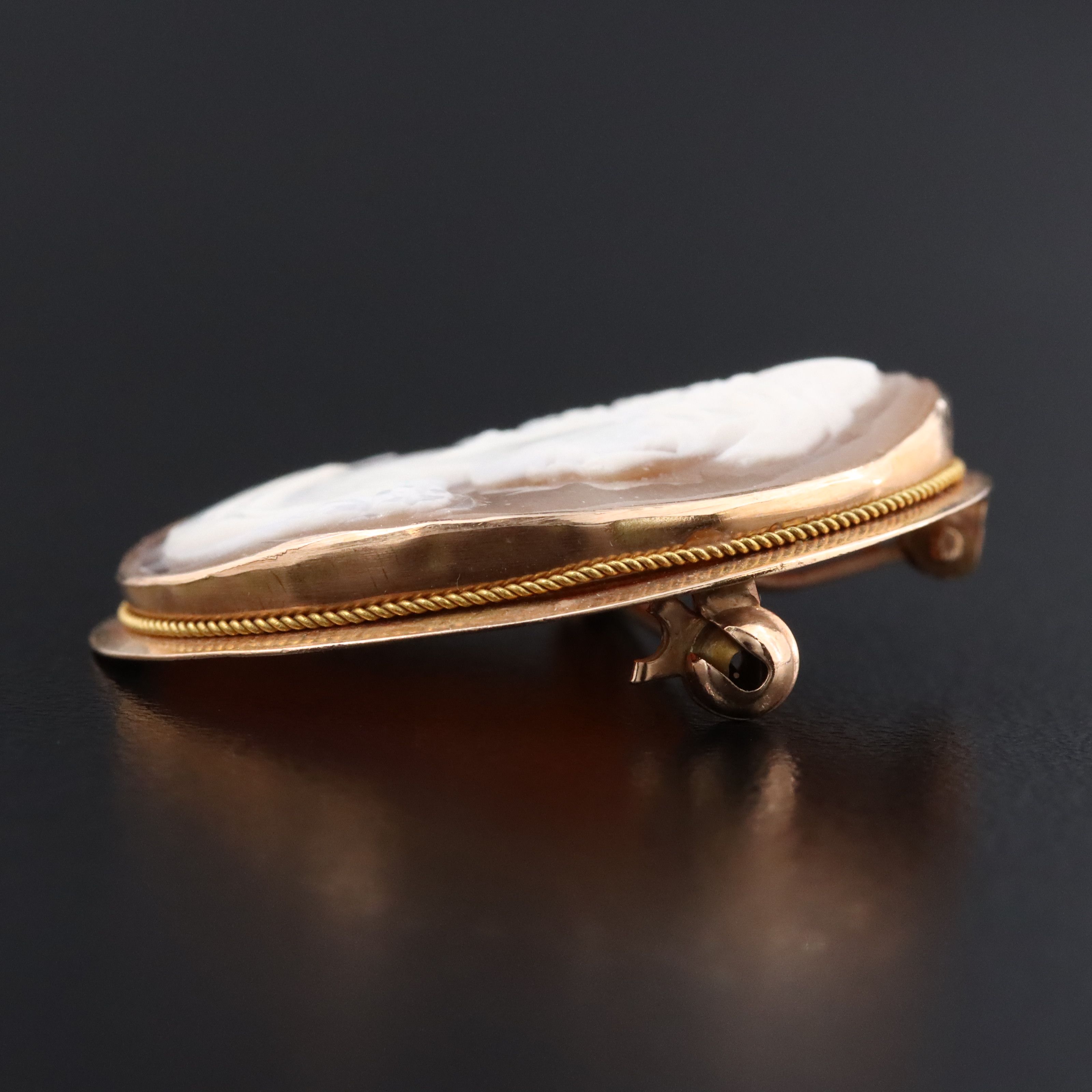 14K Shell Cameo Converter Brooch