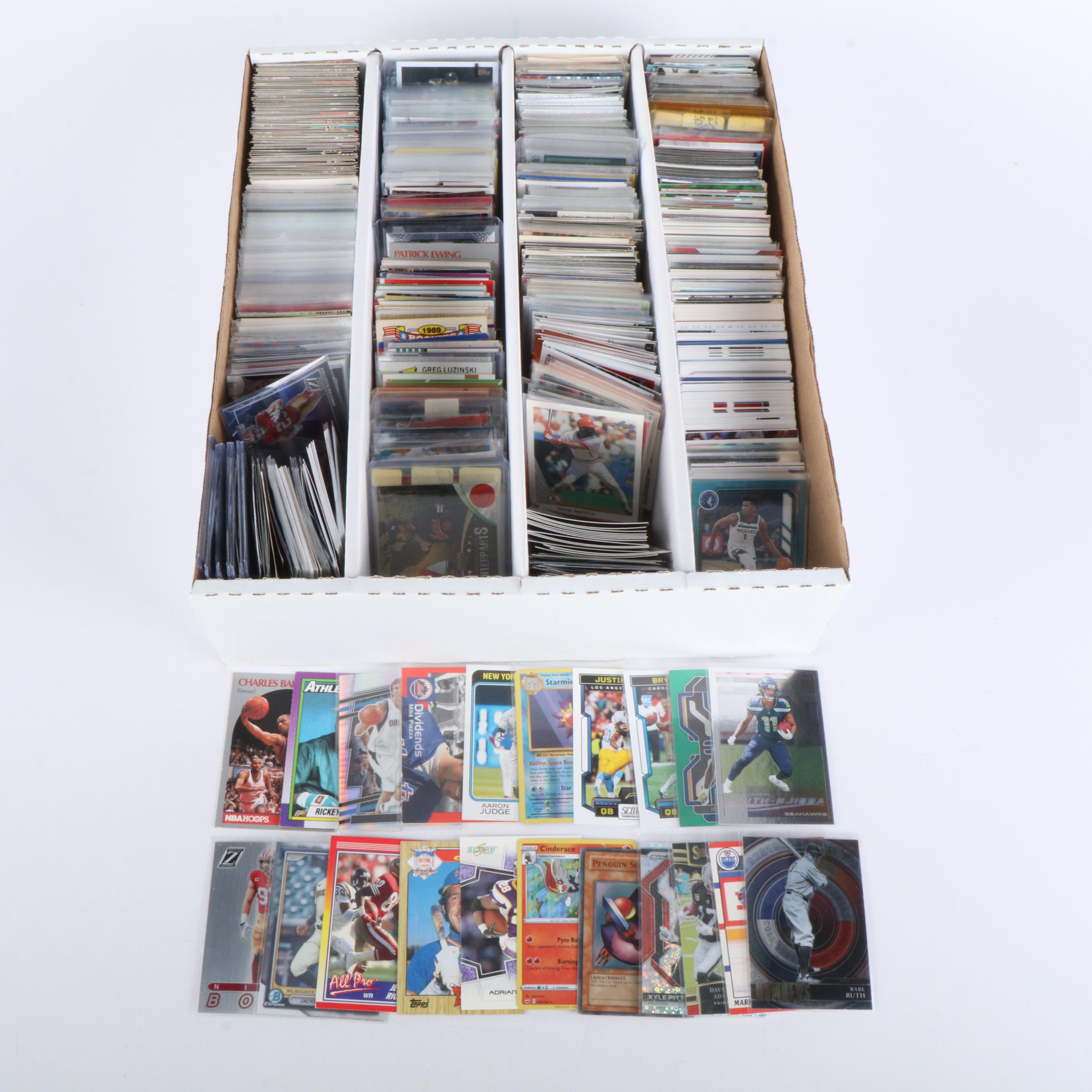 Trading Card Collection Featuring Pokémon, Football, Yu-Gi-Oh!, and More