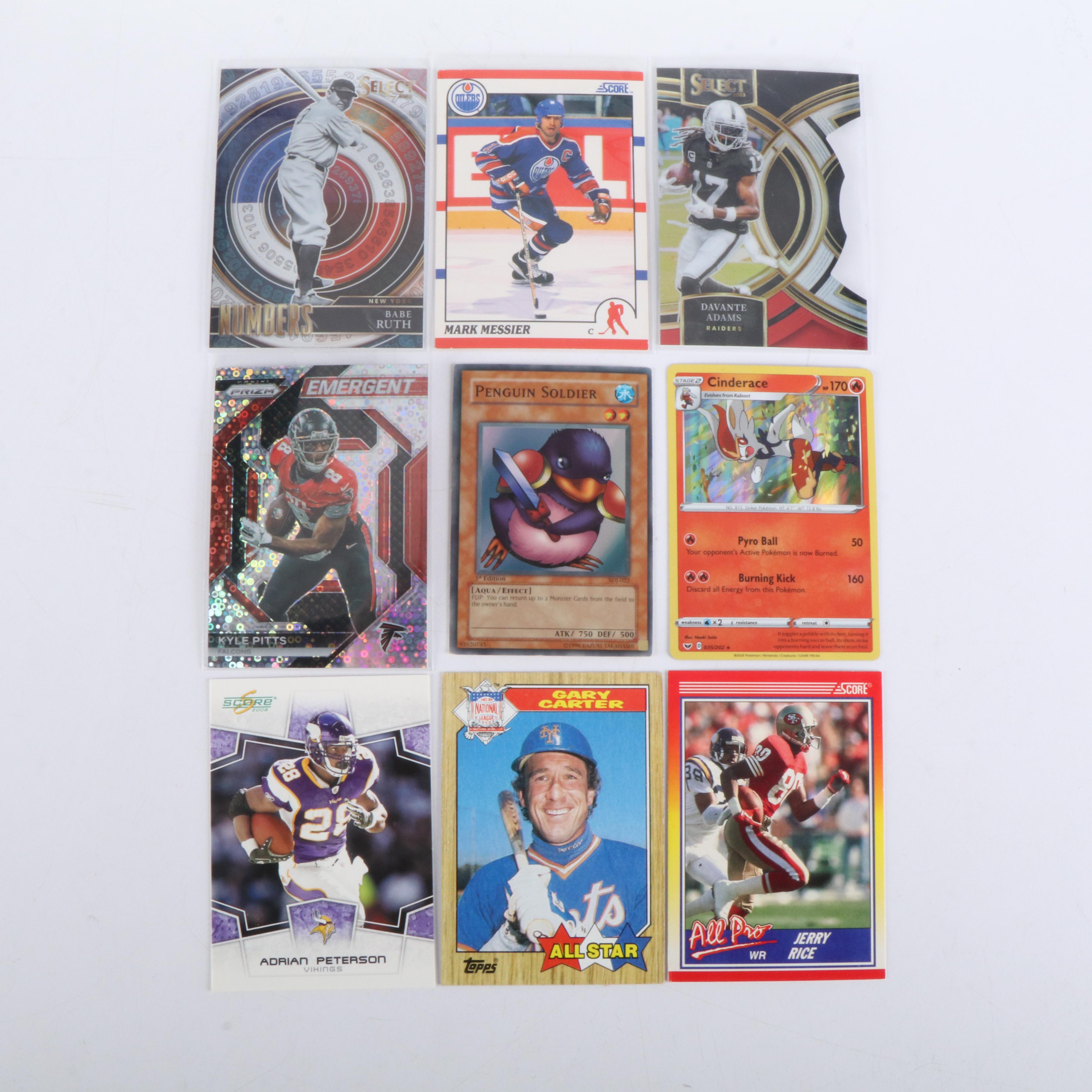 Trading Card Collection Featuring Pokémon, Football, Yu-Gi-Oh!, and More