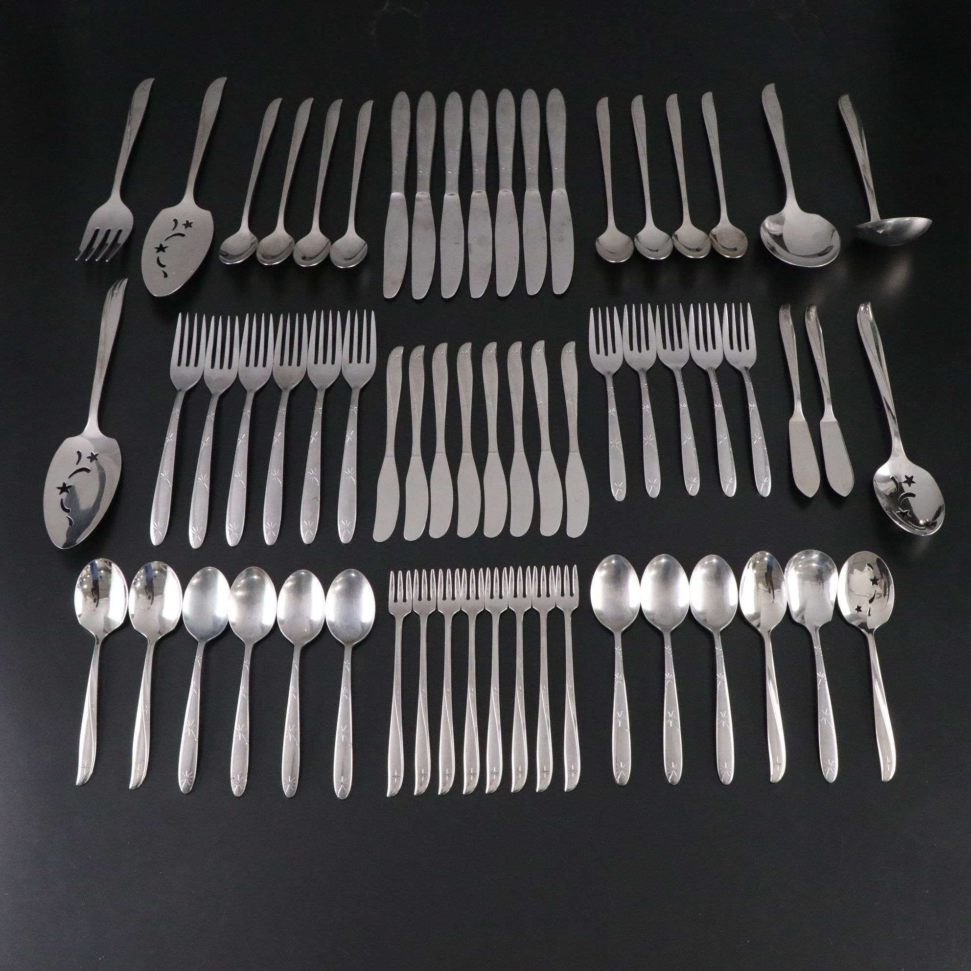 Mid Century Modern Oneida "Twin Star" and Similar Stainless Steel Flatware