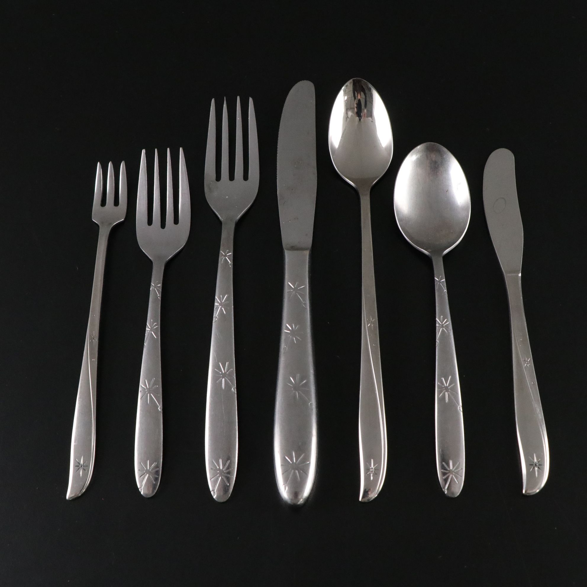Mid Century Modern Oneida "Twin Star" and Similar Stainless Steel Flatware