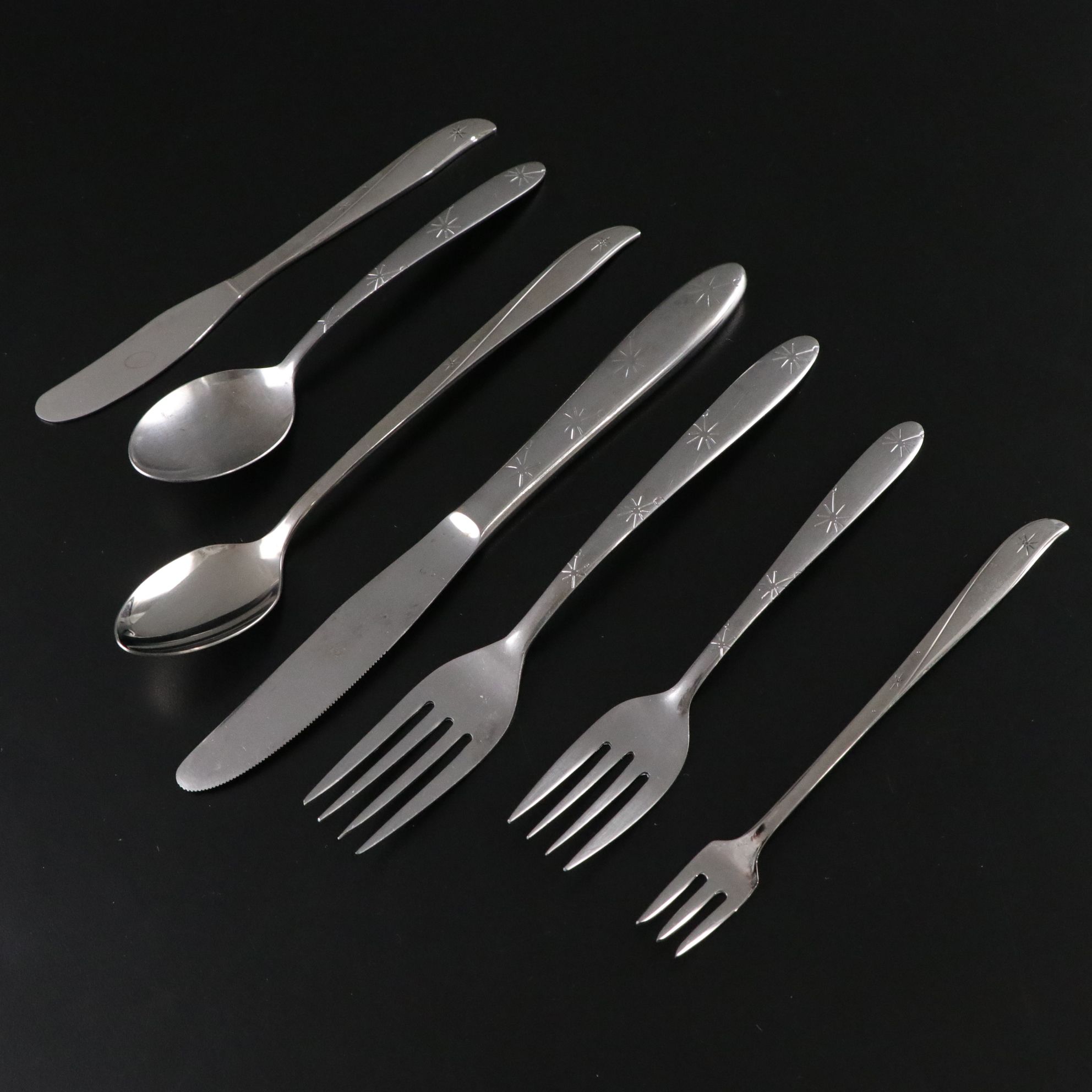 Mid Century Modern Oneida "Twin Star" and Similar Stainless Steel Flatware