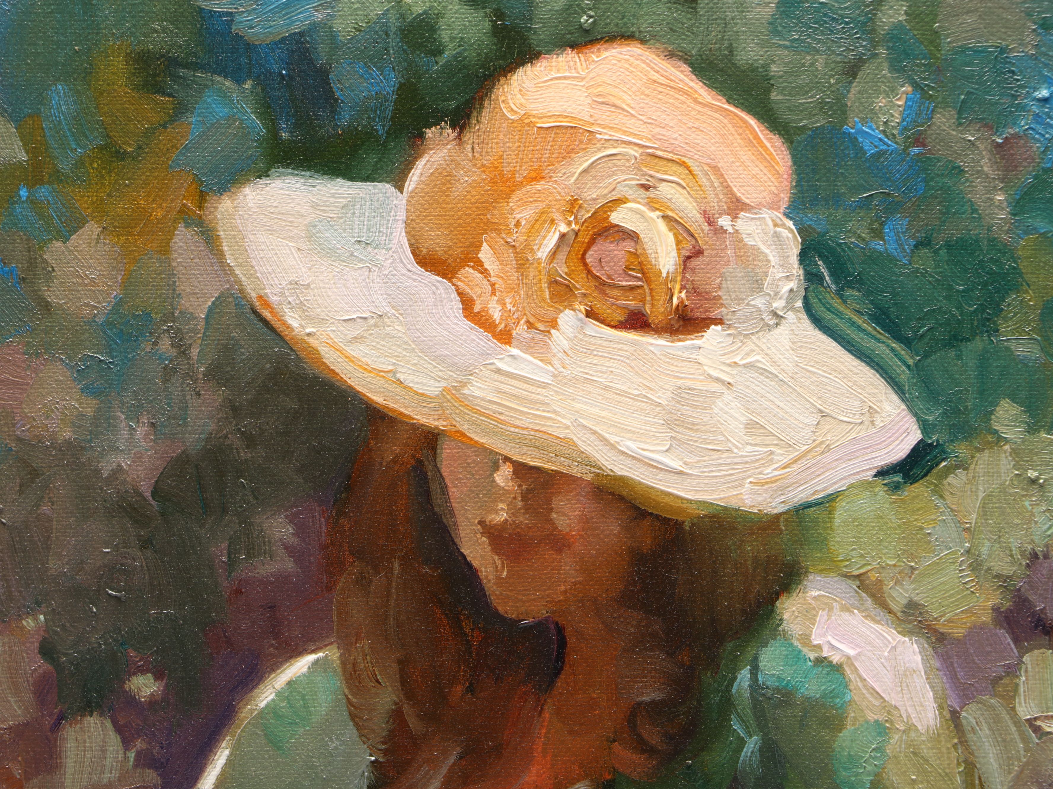 Sally Rosenbaum Garden Portrait Oil Painting, 21st Century