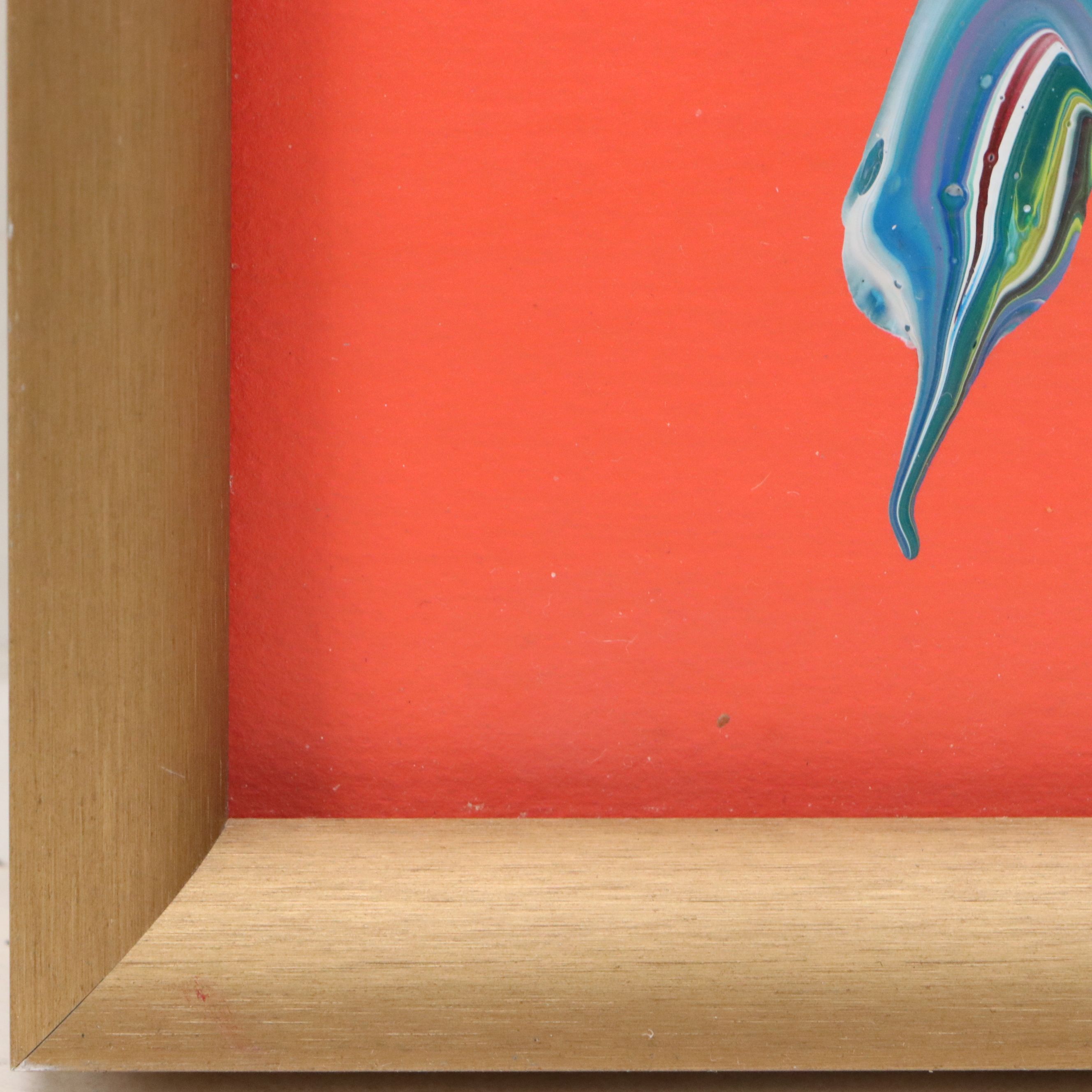 Peter Max Mixed Media Painting "Flag with Heart," 2009