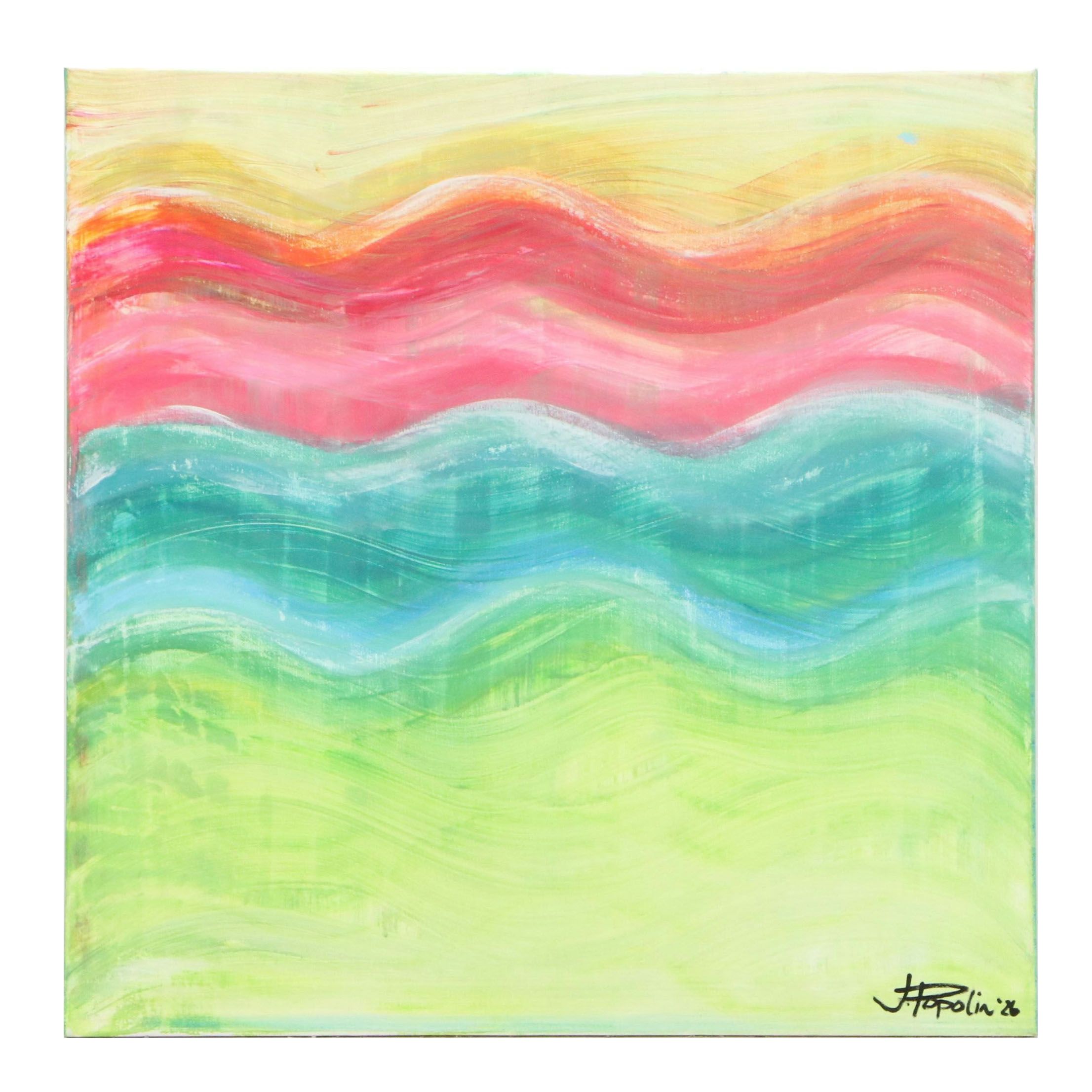 J. Popolin Abstract Acrylic Painting "Sea Dreams," 2026