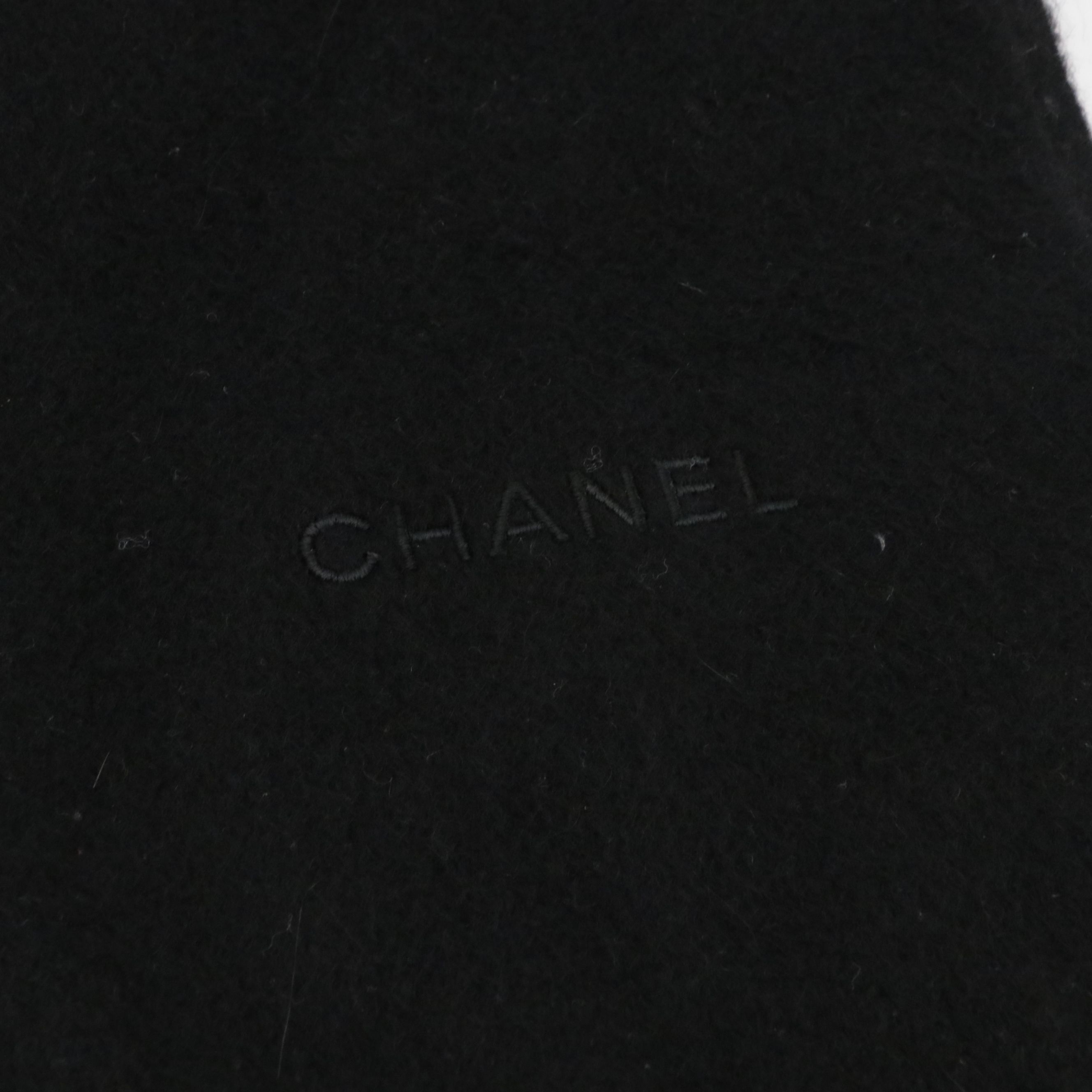 Chanel Black Cashmere Fringe Scarf