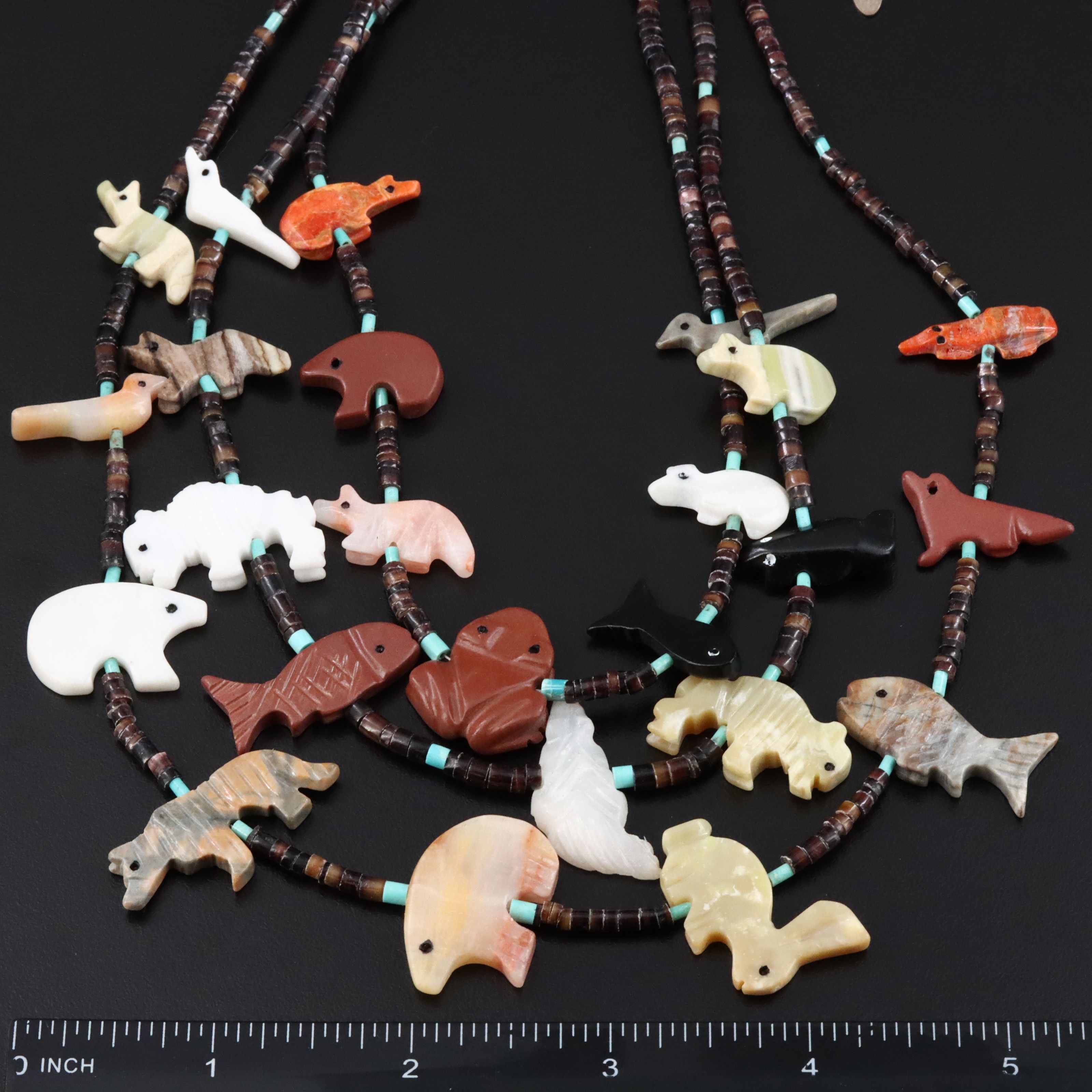 Running Bear Shop Sterling Fetish Necklace Featuring Coral, Catlinite and Shell