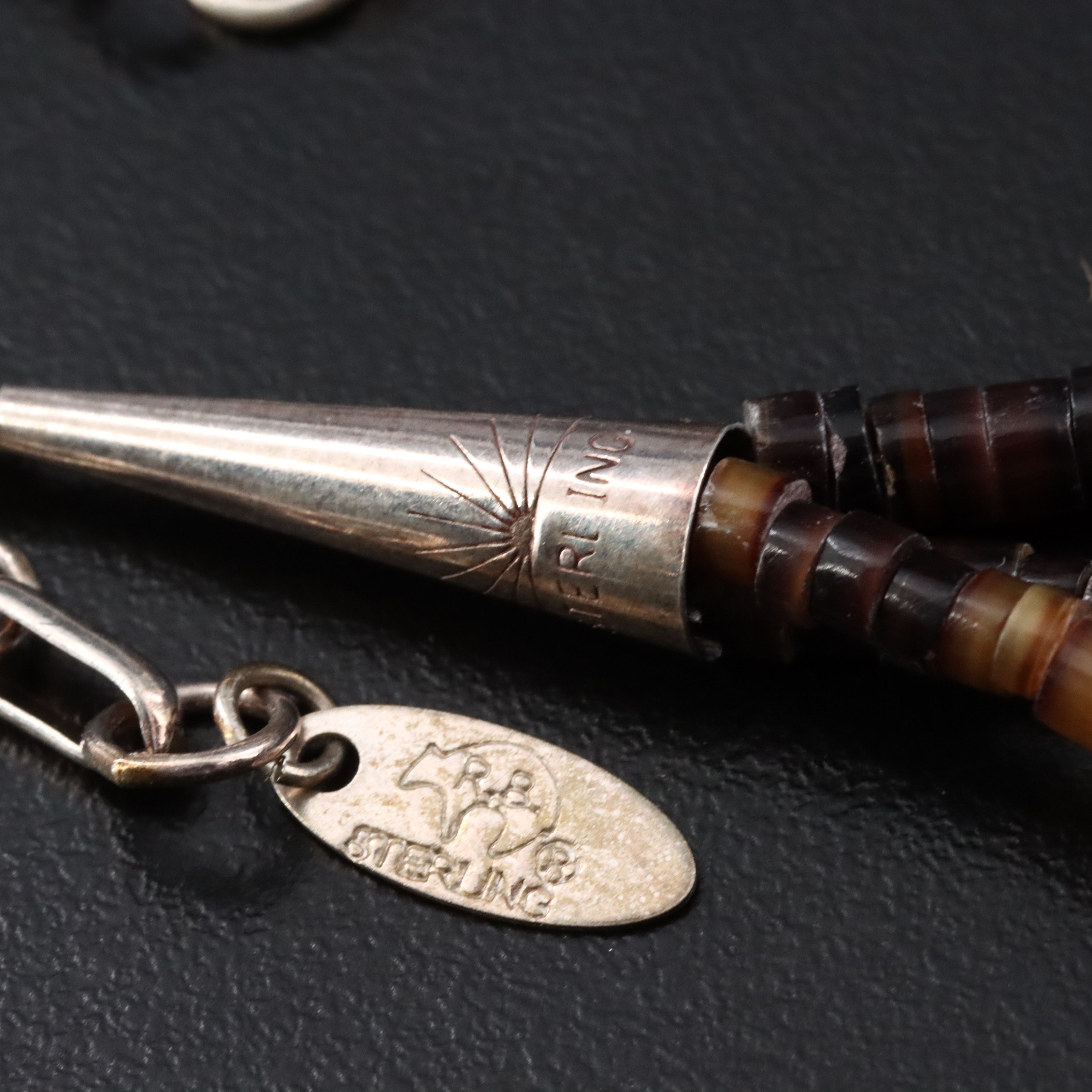 Running Bear Shop Sterling Fetish Necklace Featuring Coral, Catlinite and Shell